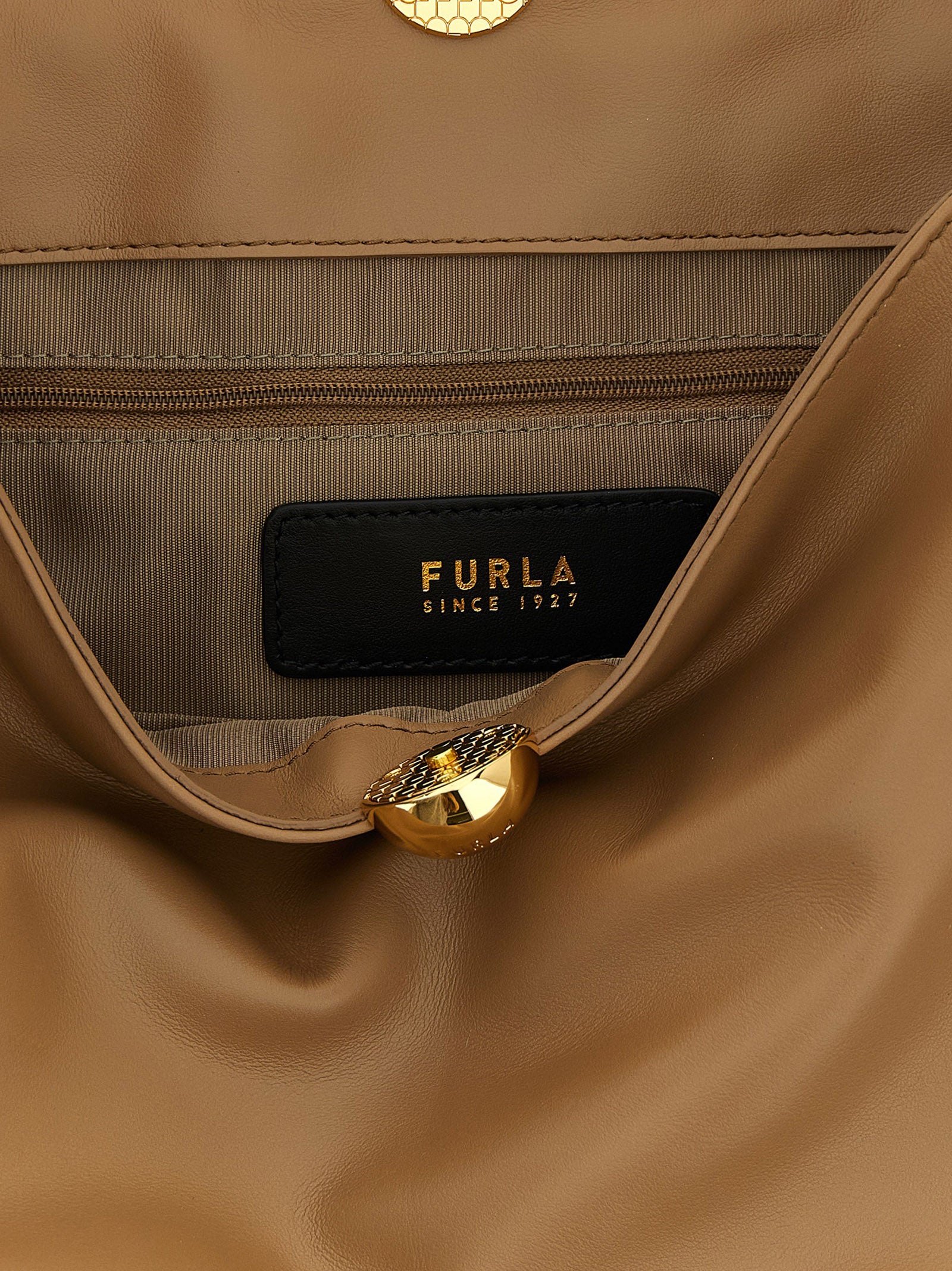 Furla Beige Calfskin Shoulder Bag