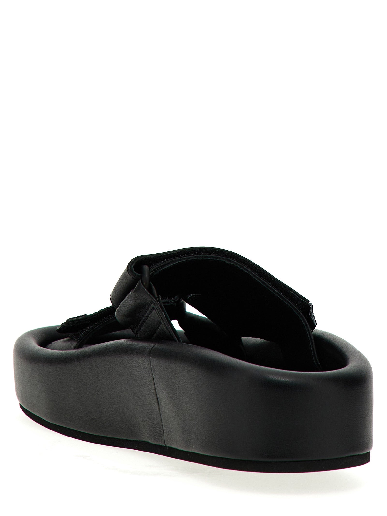 MM6 Maison Margiela Black Leather Slides