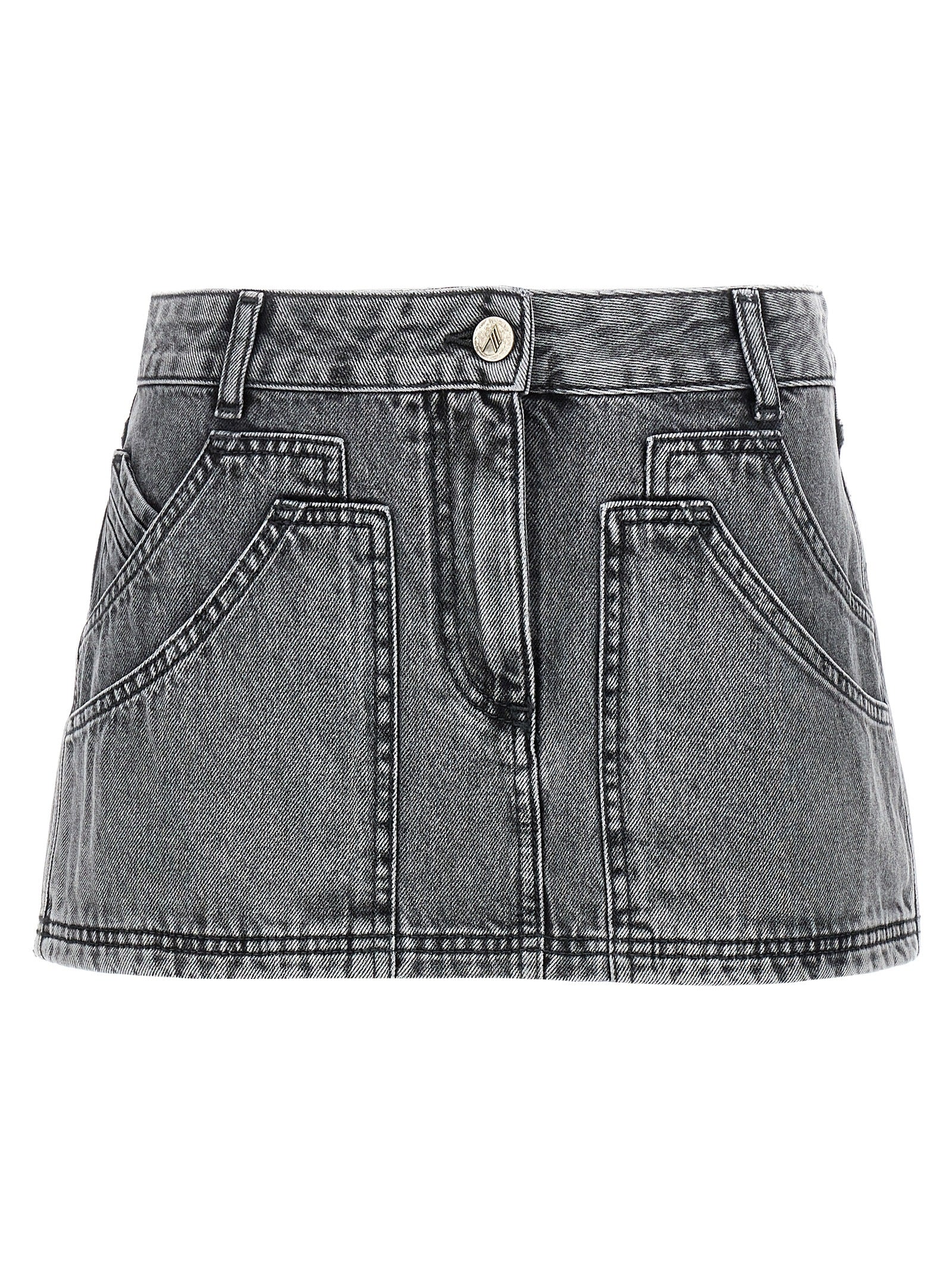 The Attico Gray Cotton Long Skirt