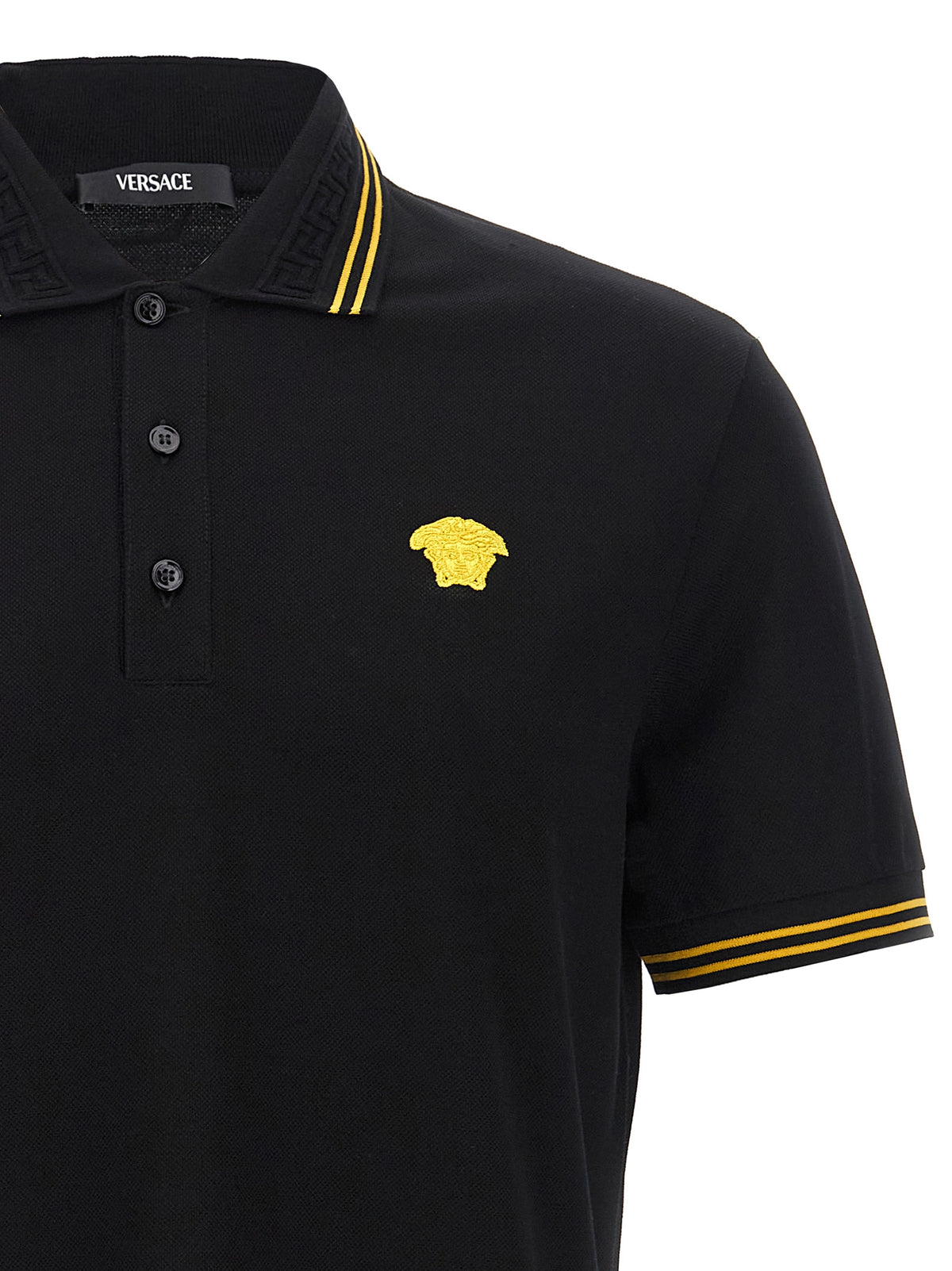 Versace Black Cotton Polo Shirt