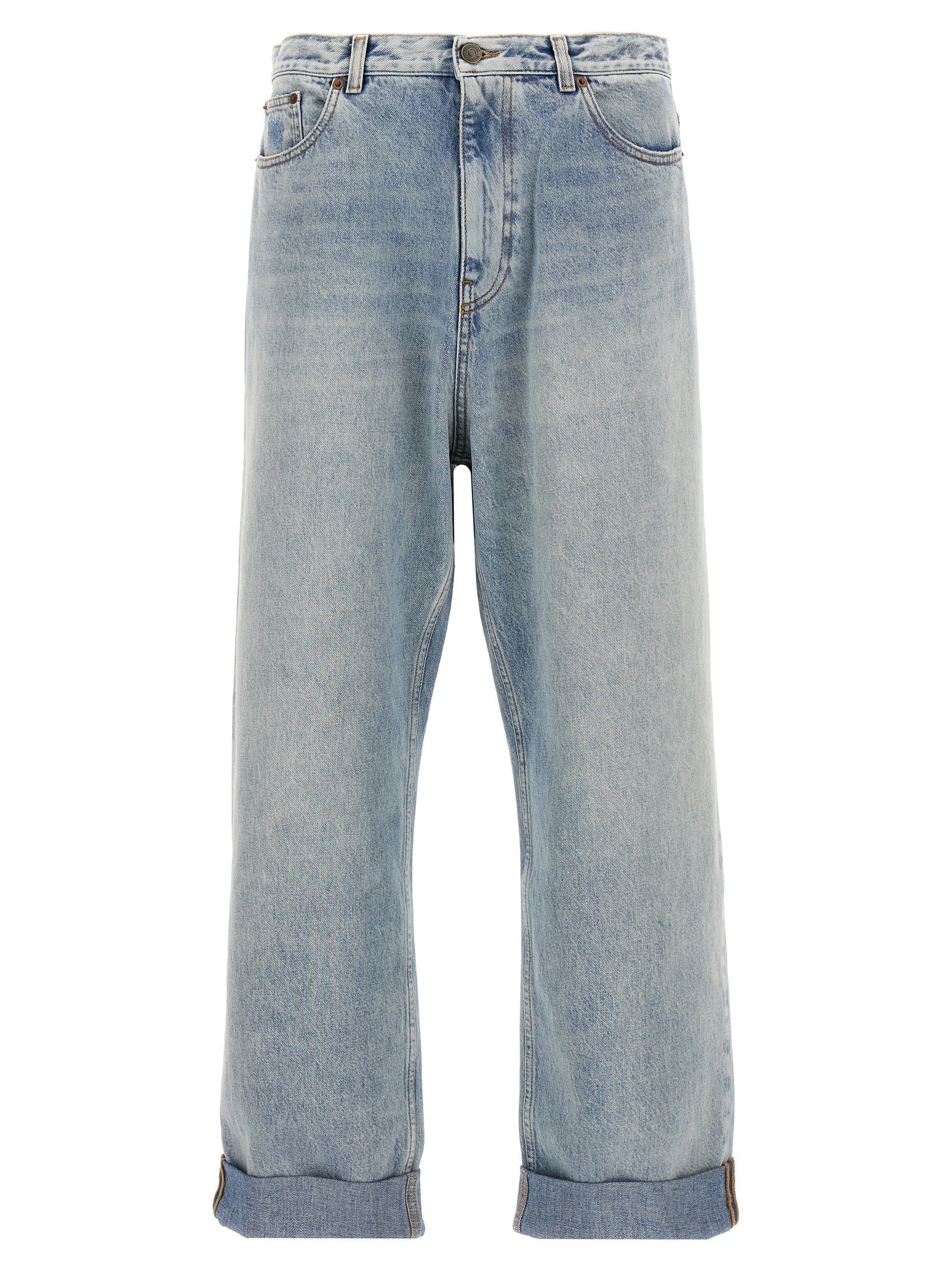 Valentino Garavani Blue Cotton Straight-Leg Jeans