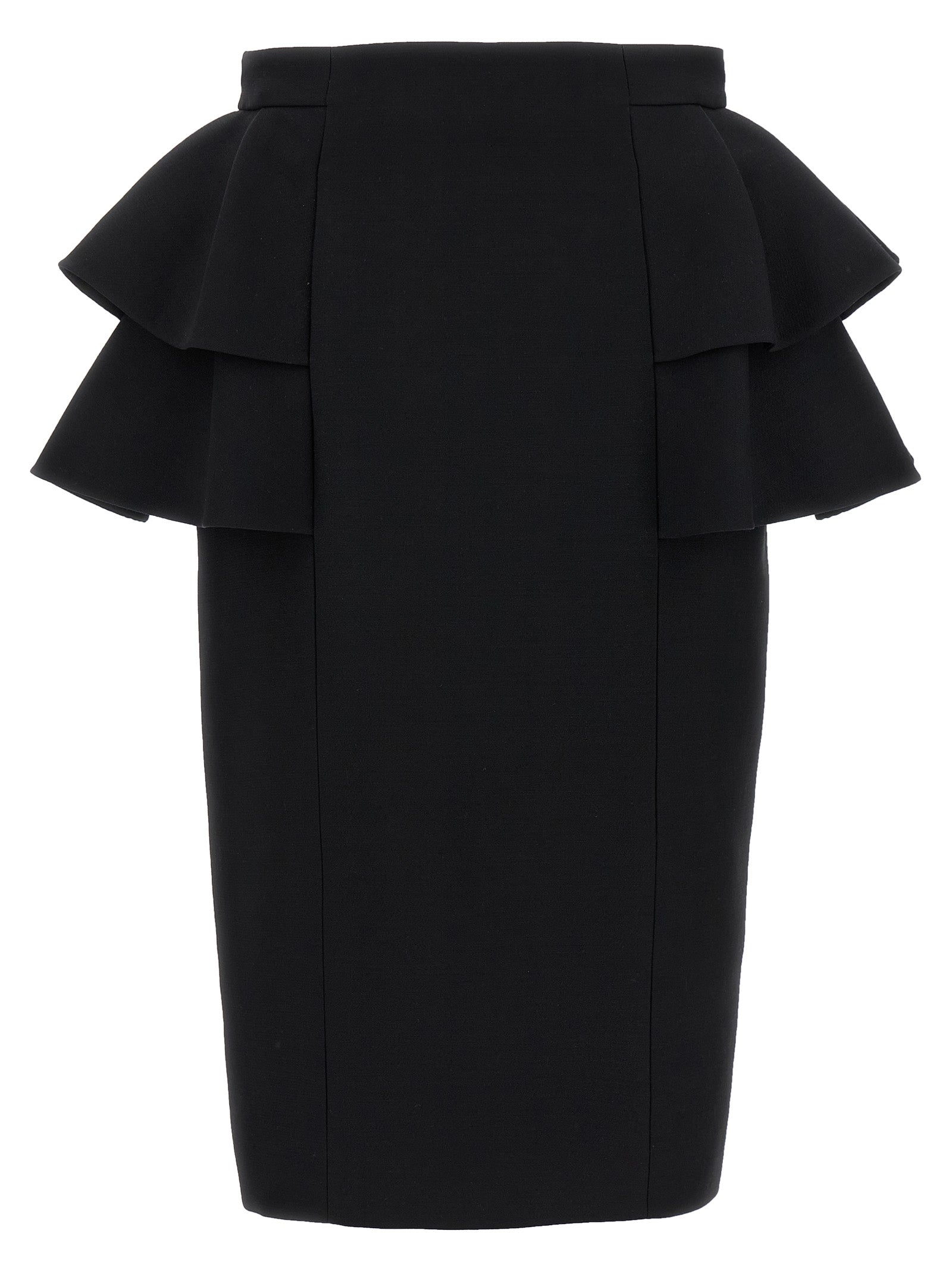 Valentino Garavani Black Virgin Wool Midi Skirt