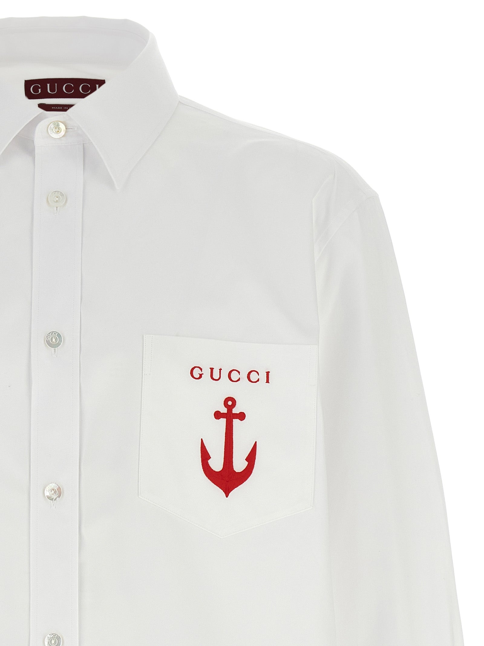 Gucci White Cotton Blouse