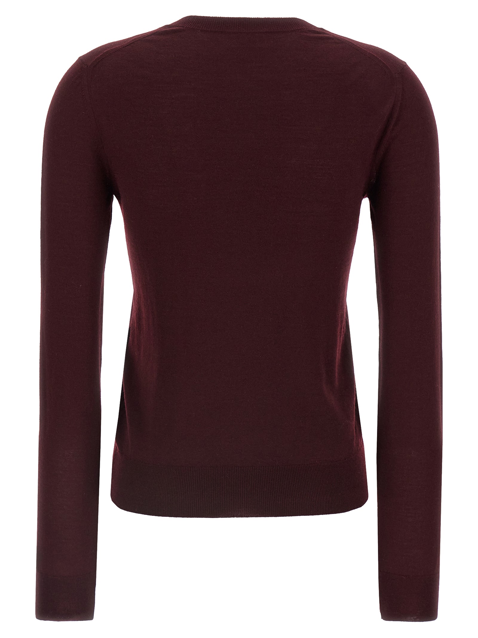 Saint Laurent Bordeaux Virgin Wool Cardigan