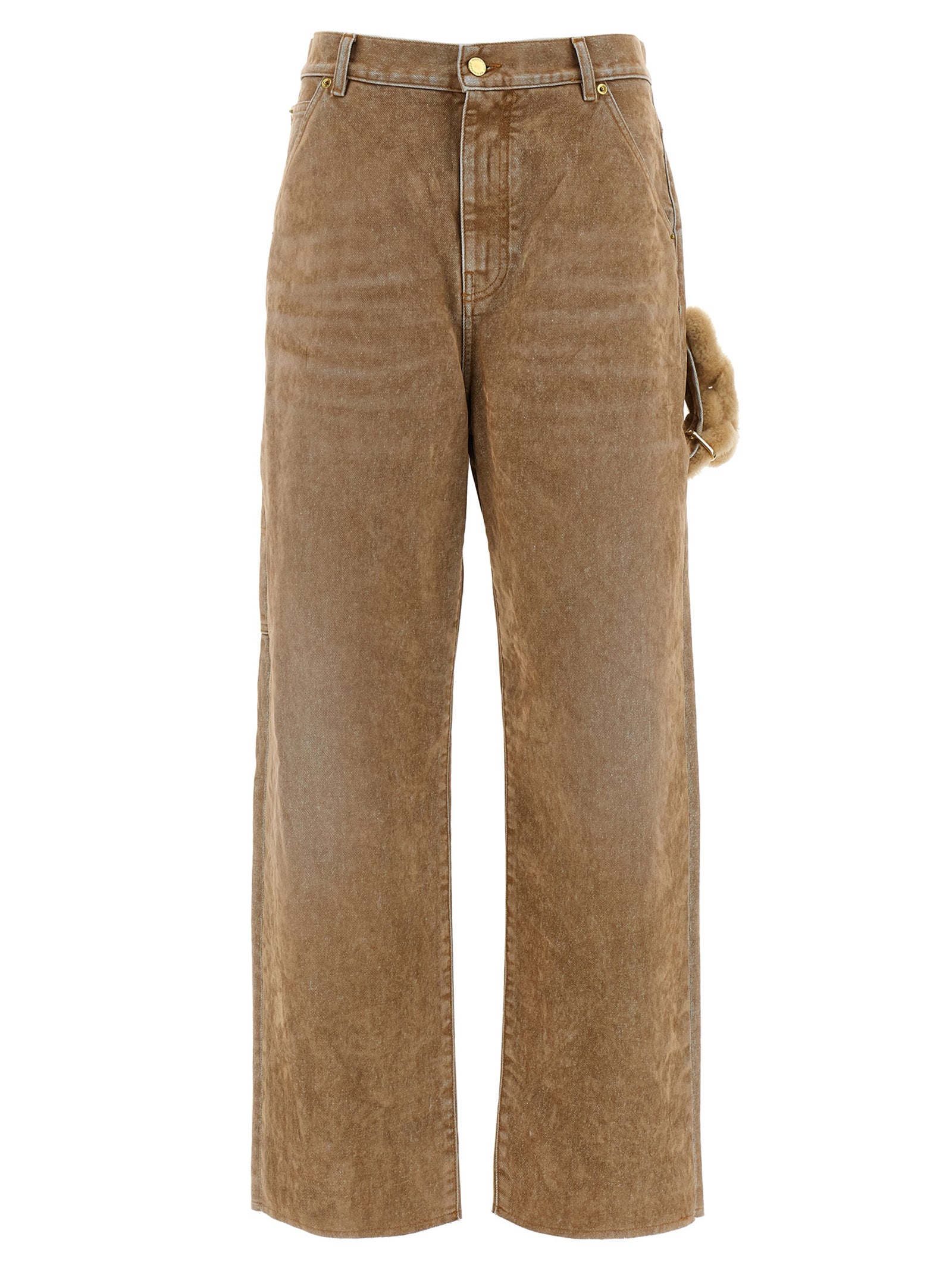Darkpark Beige Cotton Straight-Leg Jeans
