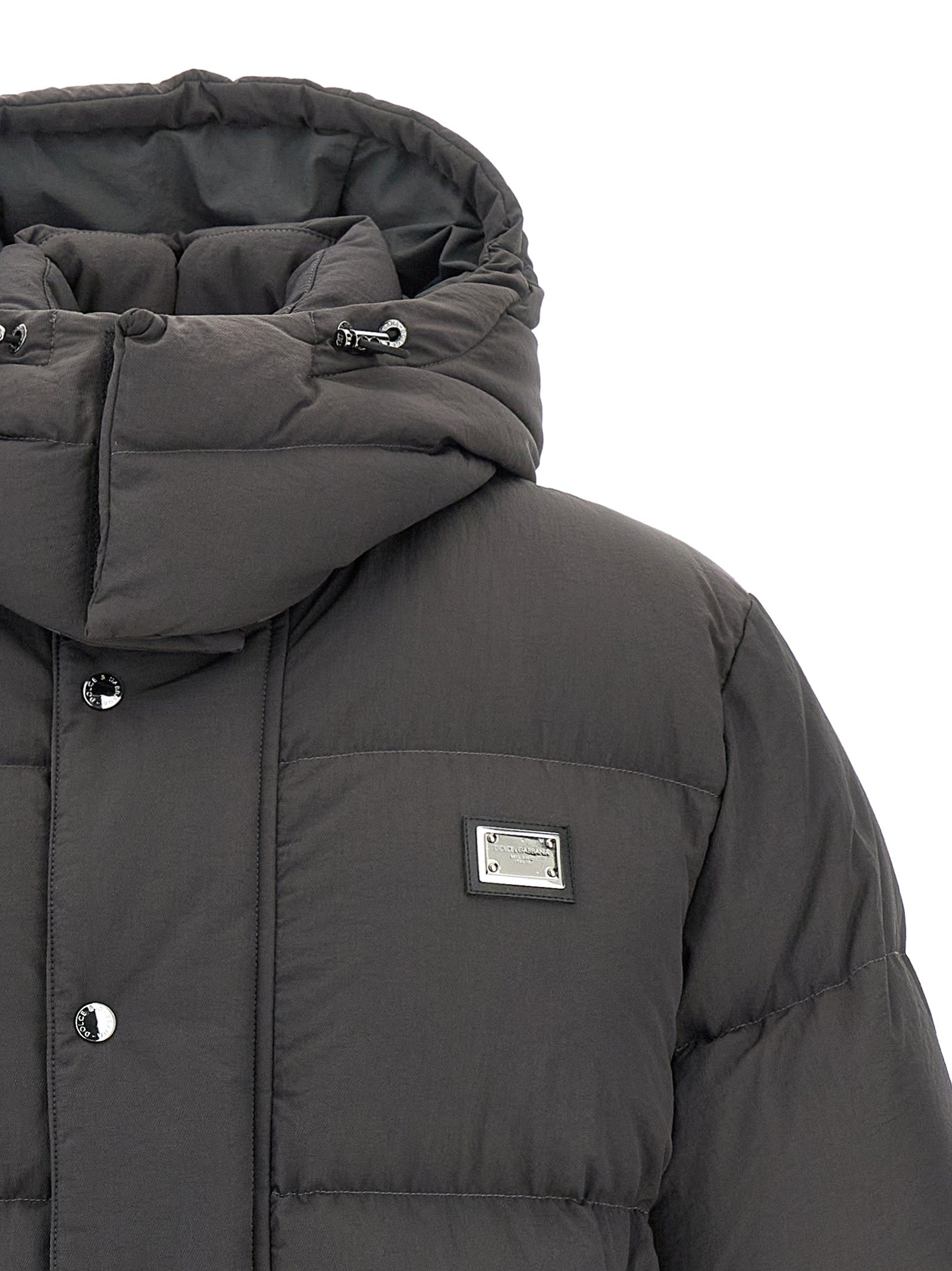 Dolce & Gabbana Gray Polyamide Full-Length Jacket