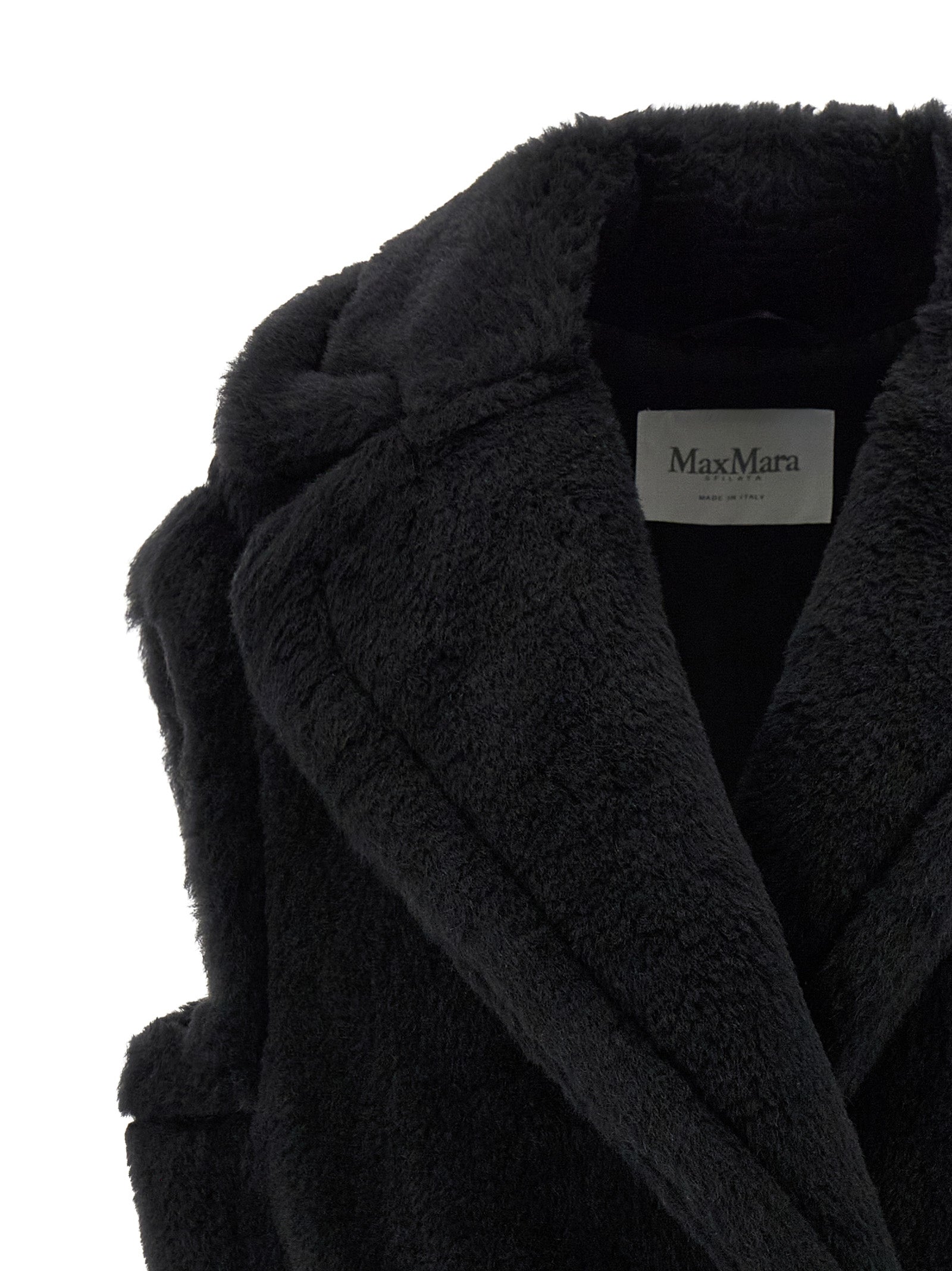 Max Mara Black Alpaca Leather Sleeveless Jacket