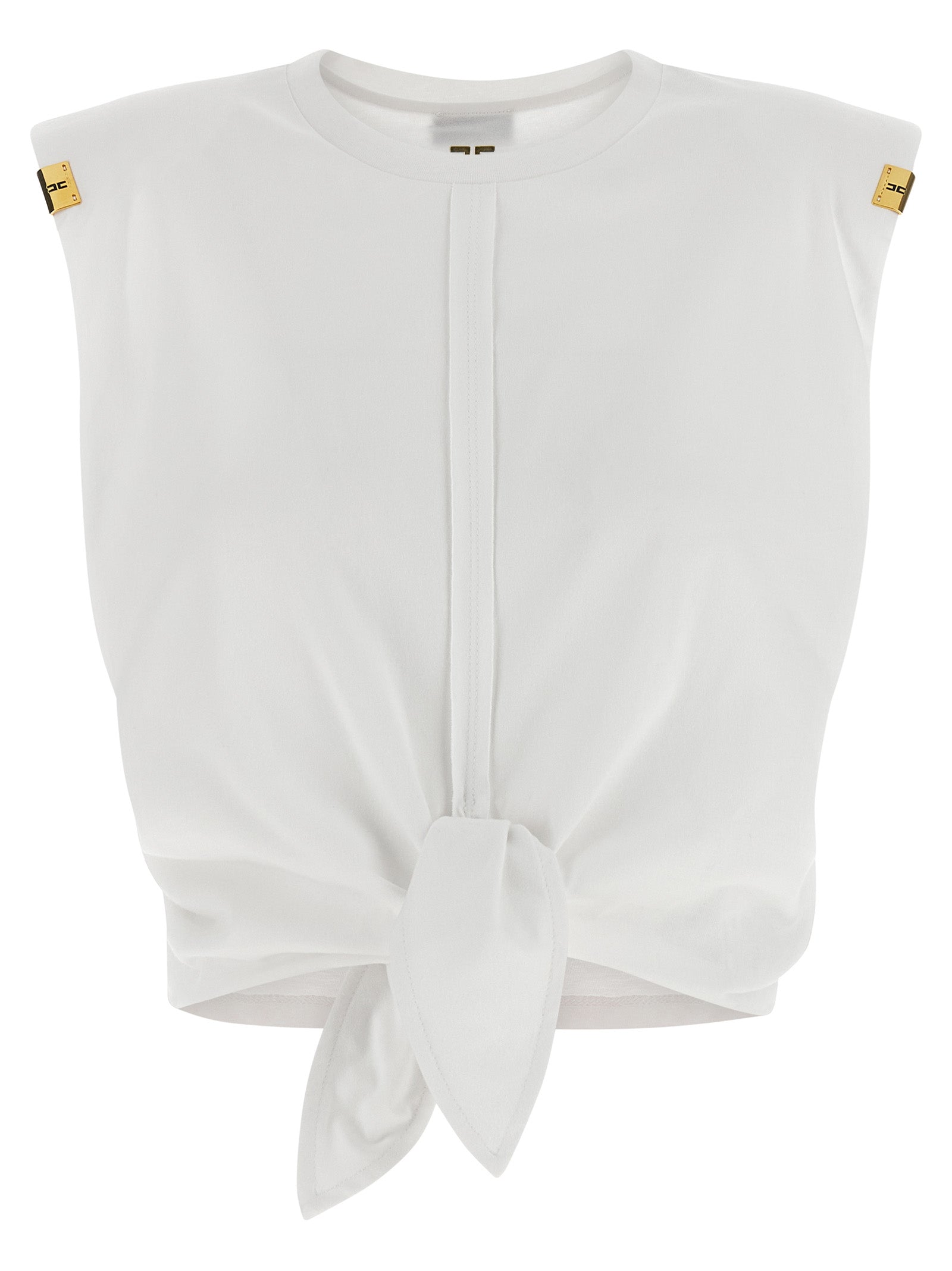 Elisabetta Franchi White Cotton Sleeveles T-Shirt