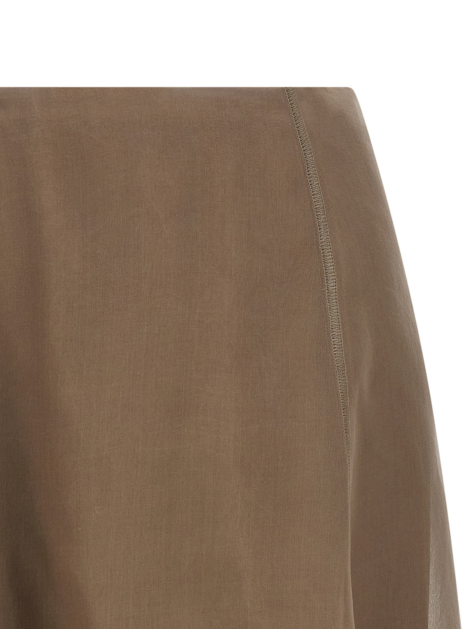 Brunello Cucinelli Beige Silk Midi Skirt