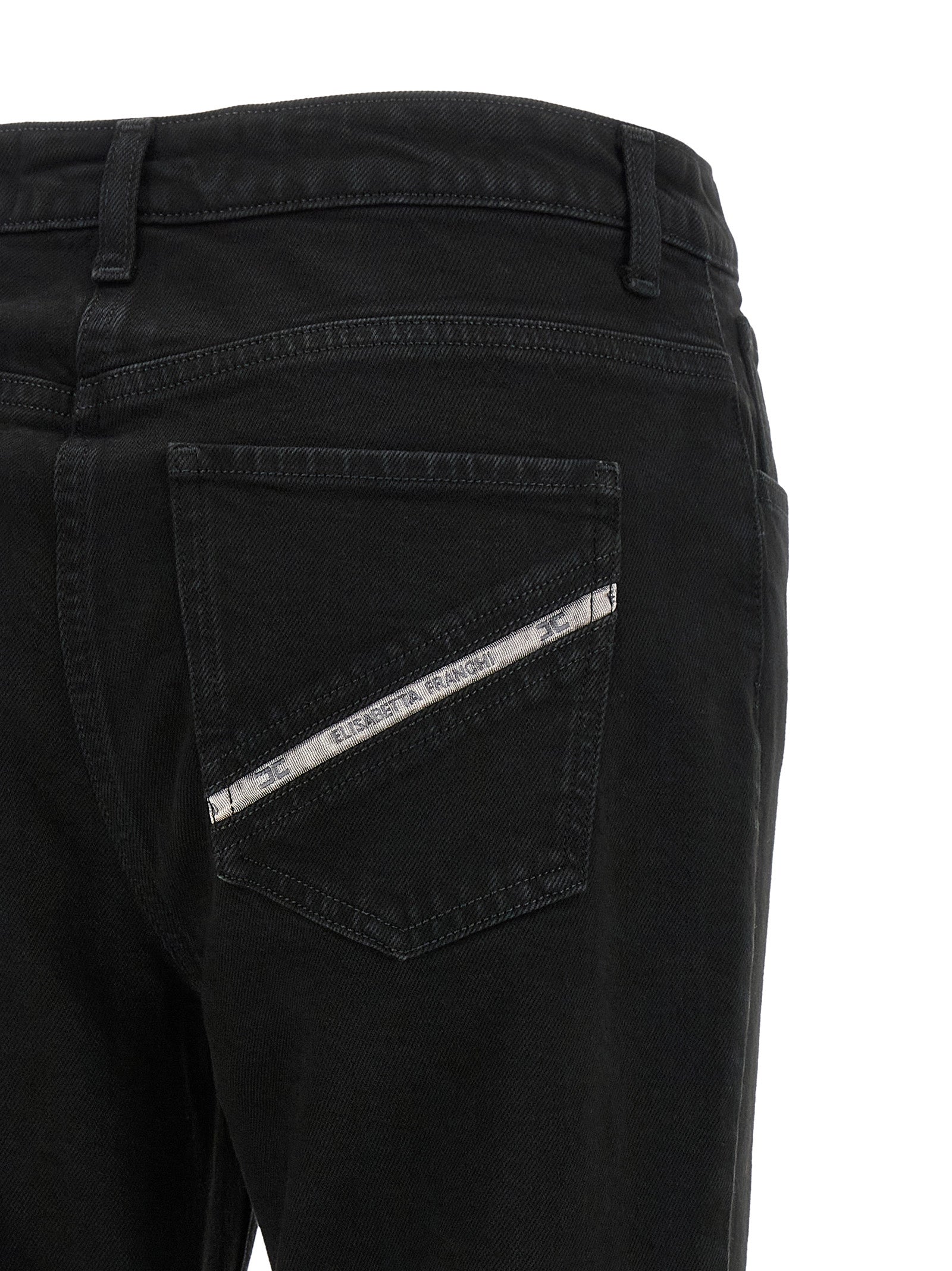 Elisabetta Franchi Black Cotton Flared Jeans