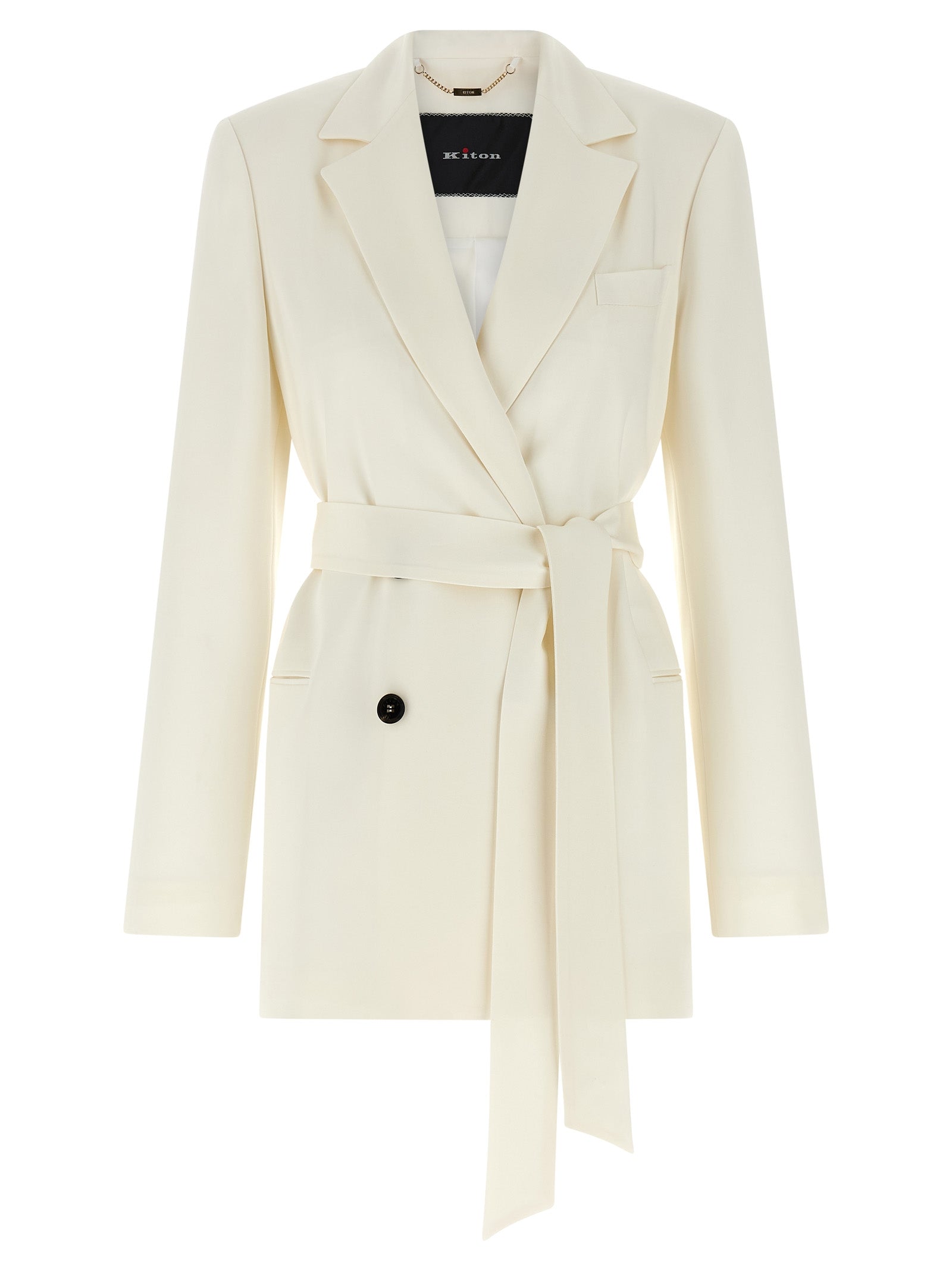 Kiton White Silk Blazer
