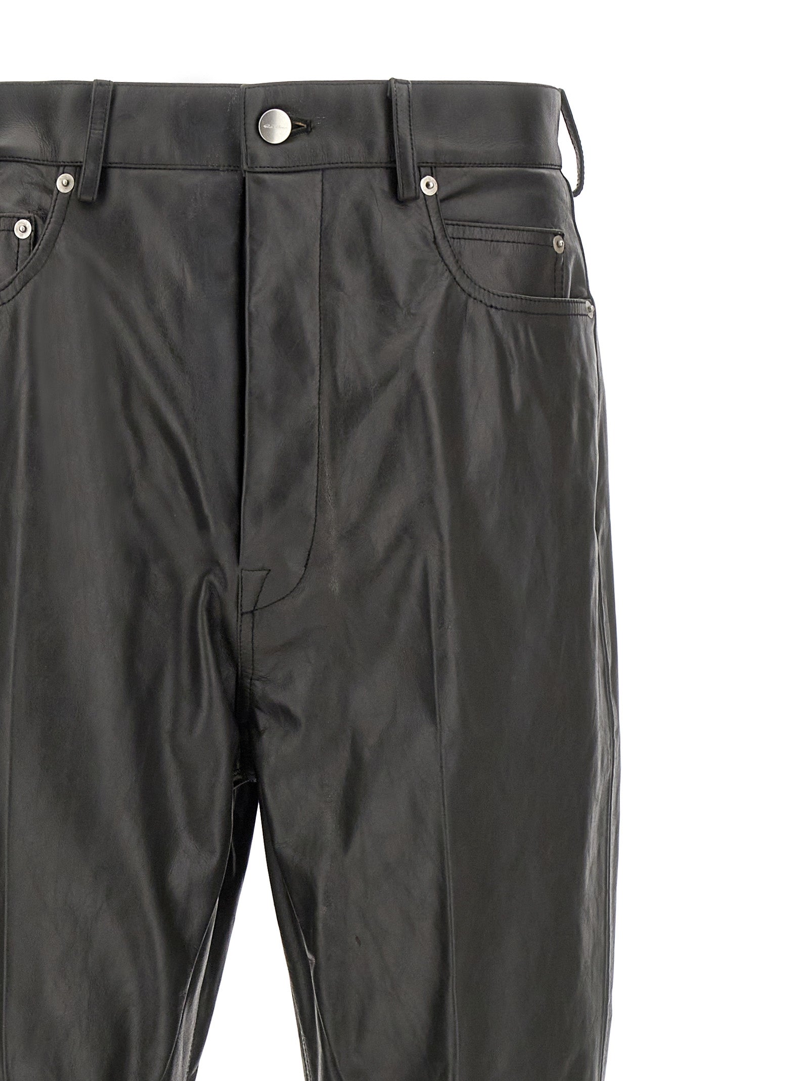 Rick Owens Black Calfskin Flared Pants