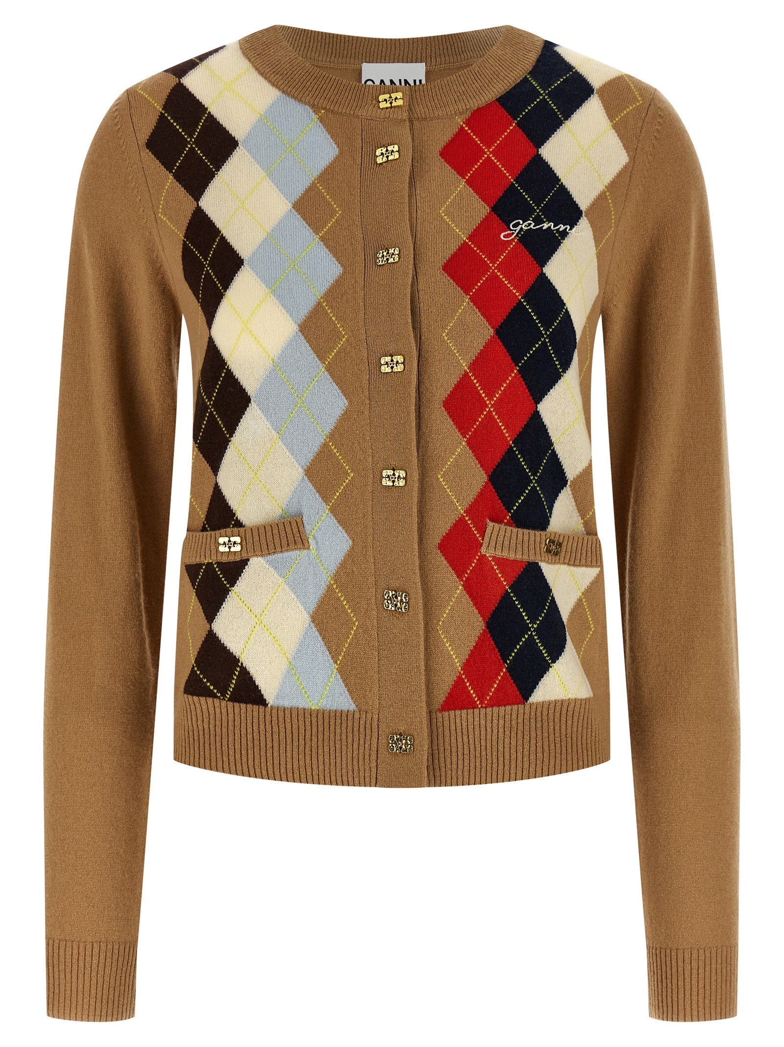 Ganni Beige Wool Cardigan