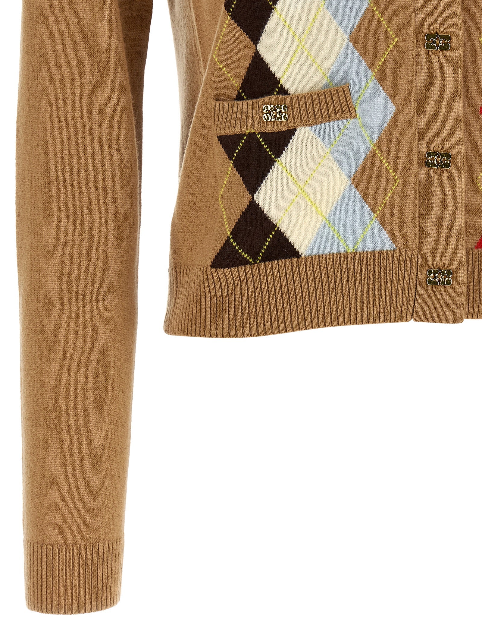Ganni Beige Wool Cardigan