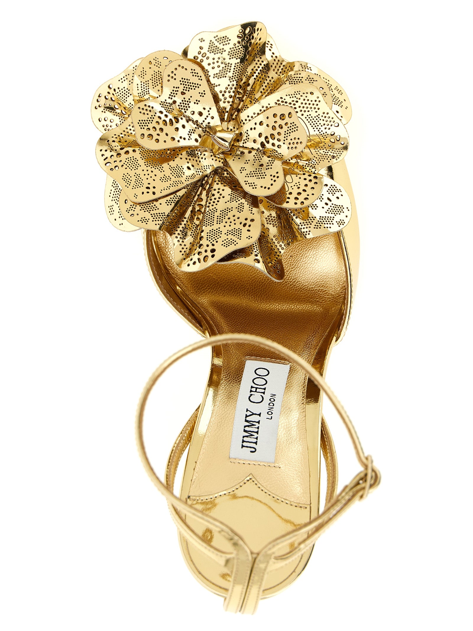 Jimmy Choo Gold Leather Stiletto Heel Sandals