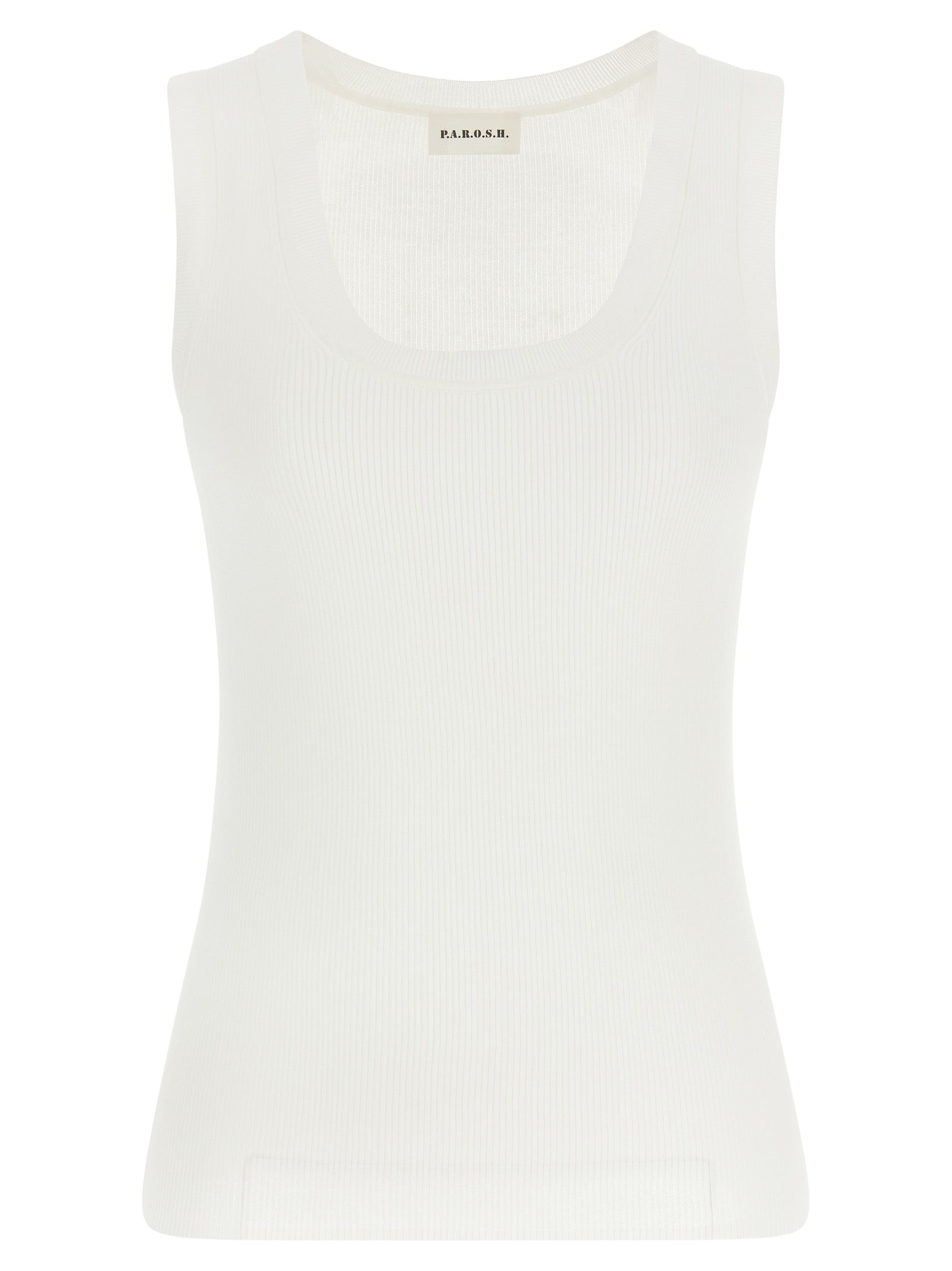 P.A.R.O.S.H. White Cotton Sleeveles T-Shirt