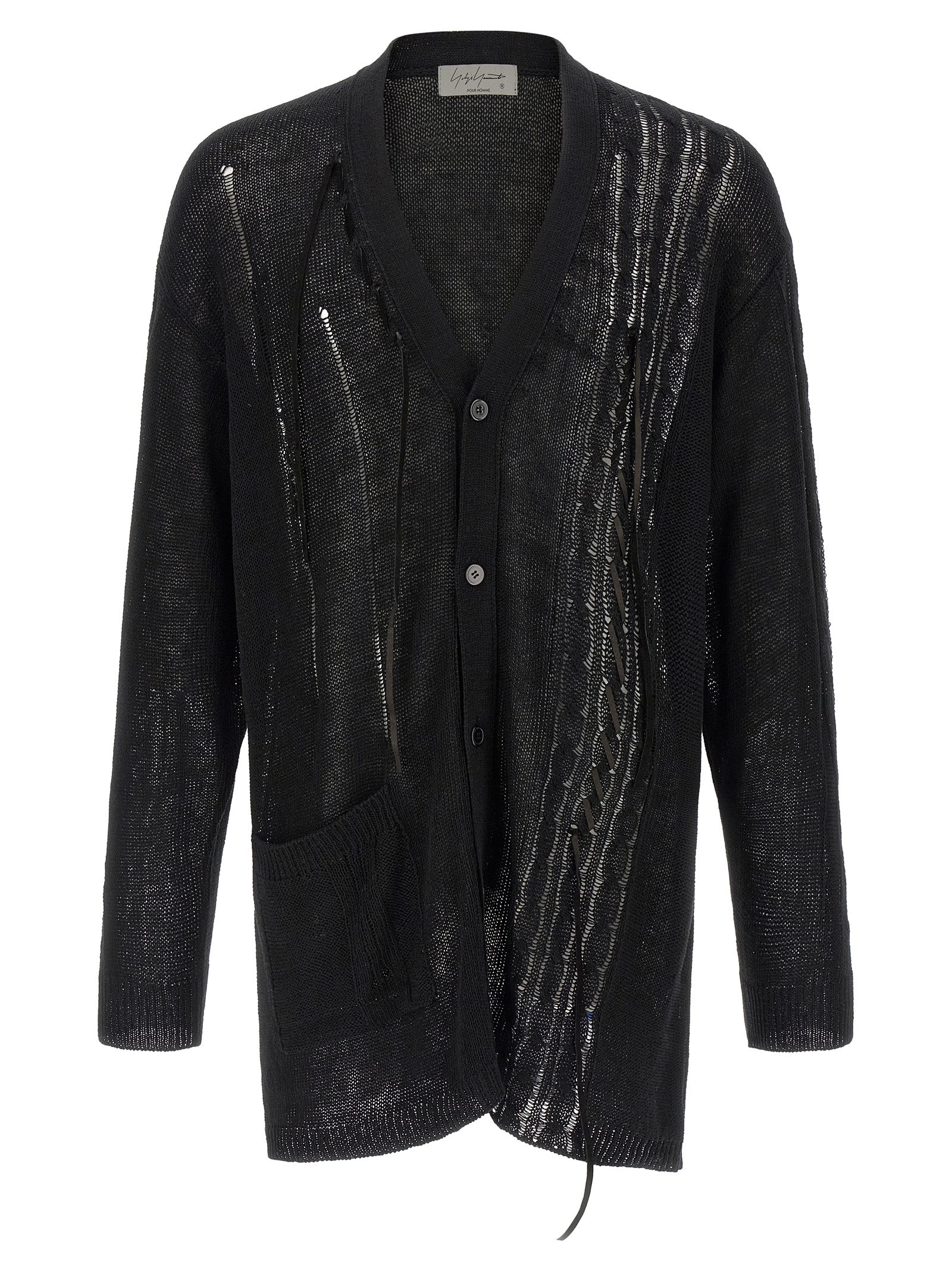 Yohji Yamamoto Black Linen Cardigan