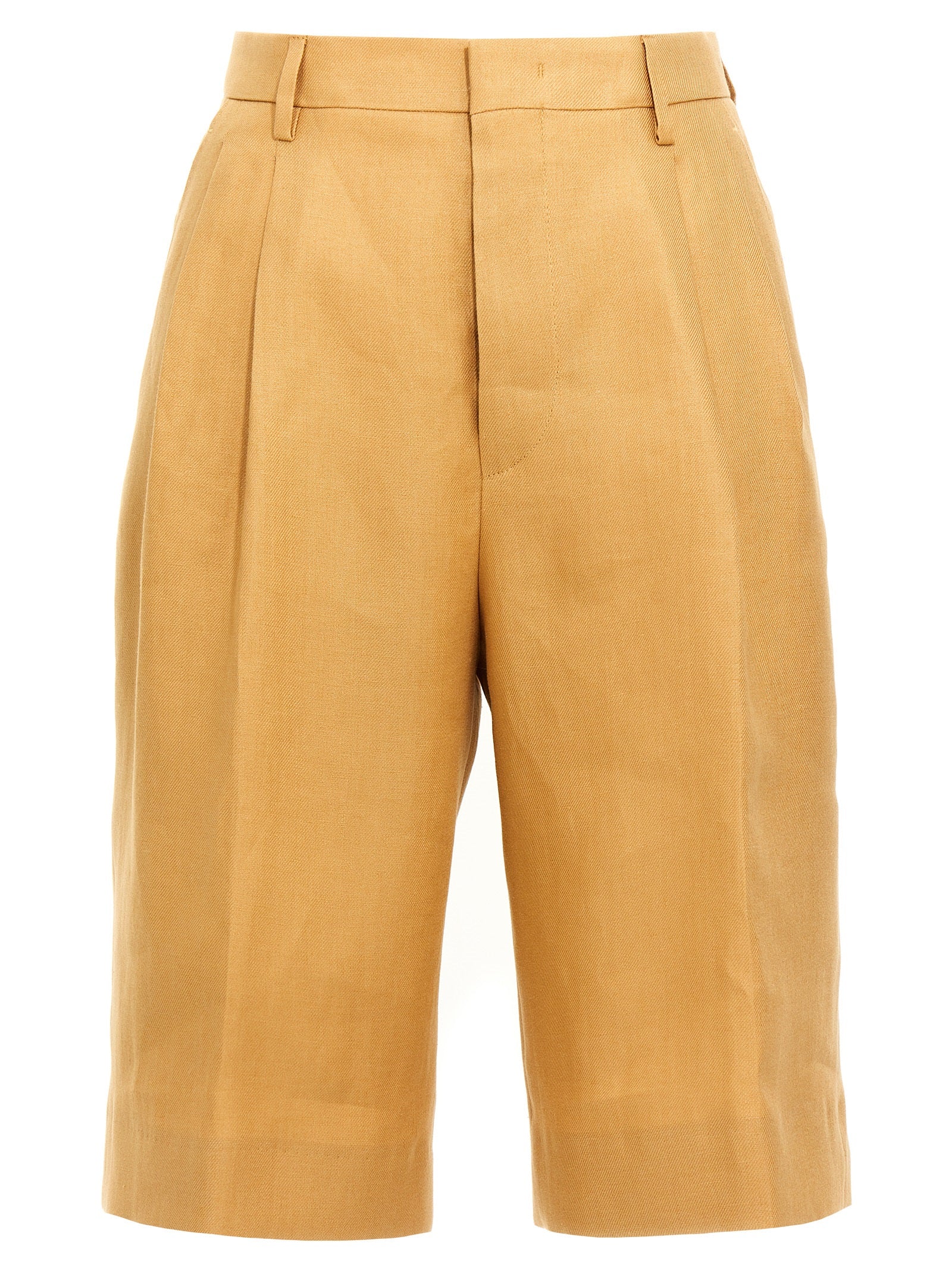 Tagliatore Orange Linen Bermuda Shorts