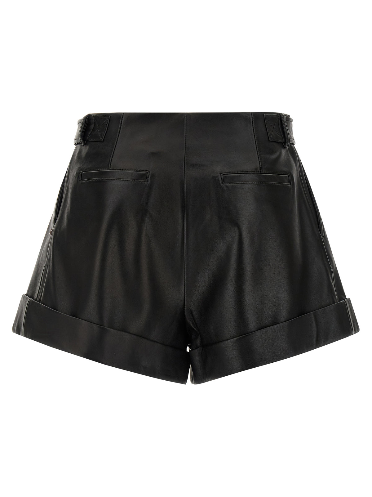 Sportmax Black Lamb Leather Bermuda Shorts