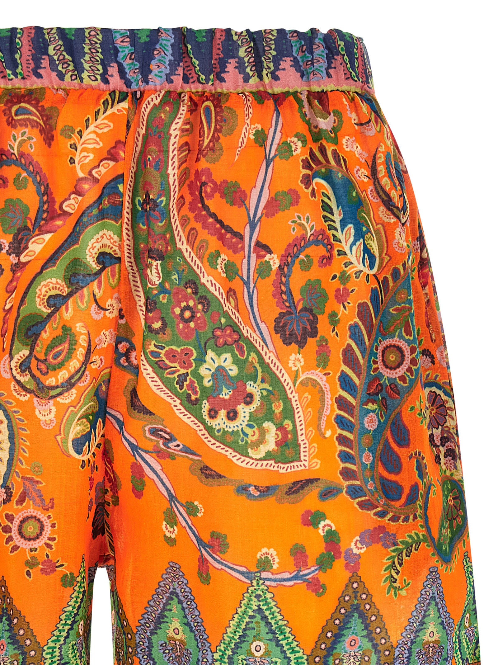 Etro Orange Ramie Bermuda Shorts