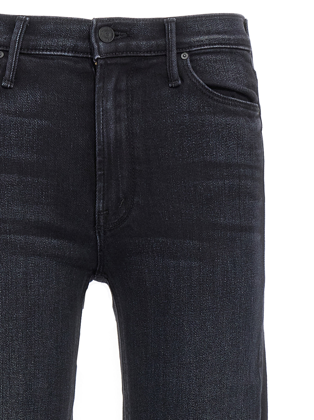 Mother Denim Black Cotton Slim Fit Jeans
