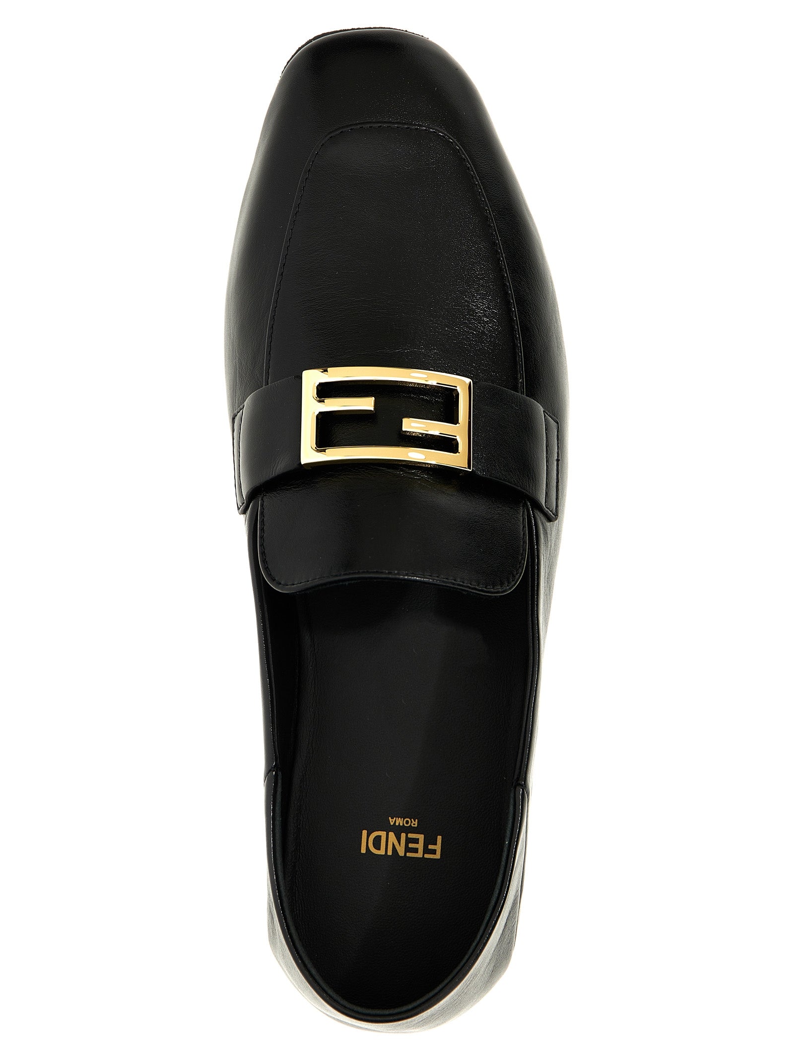 Fendi Black Lamb Leather Slip-On Loafers