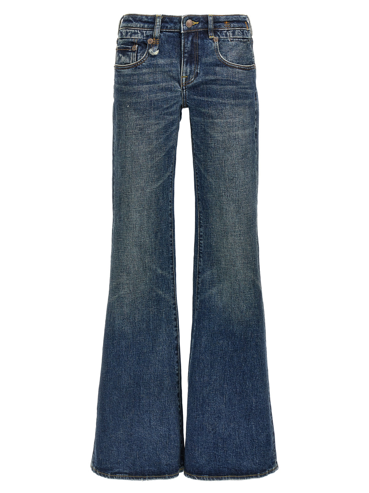 R13 Blue Cotton Flared Jeans