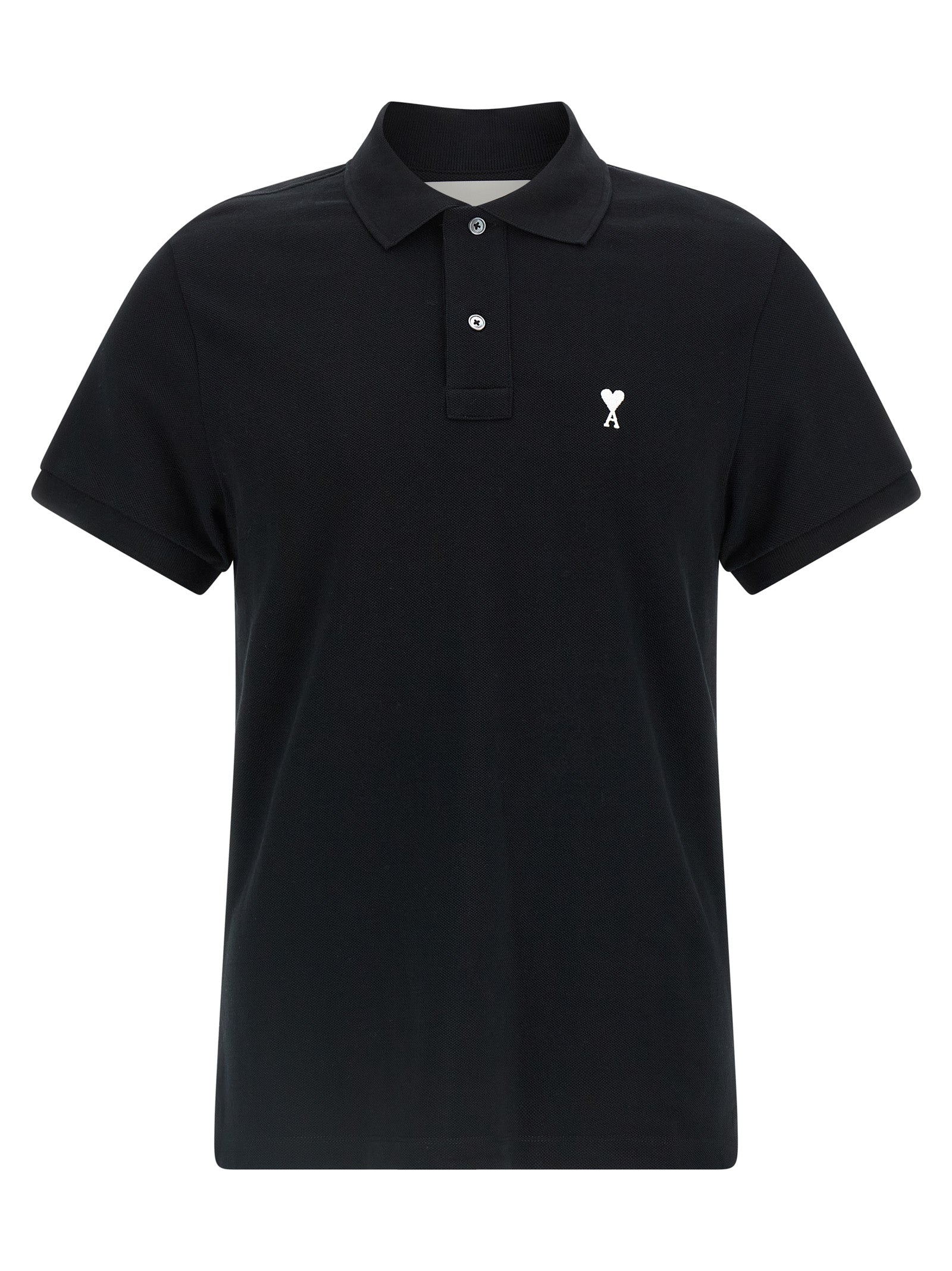 Ami Paris Black Cotton Polo Shirt