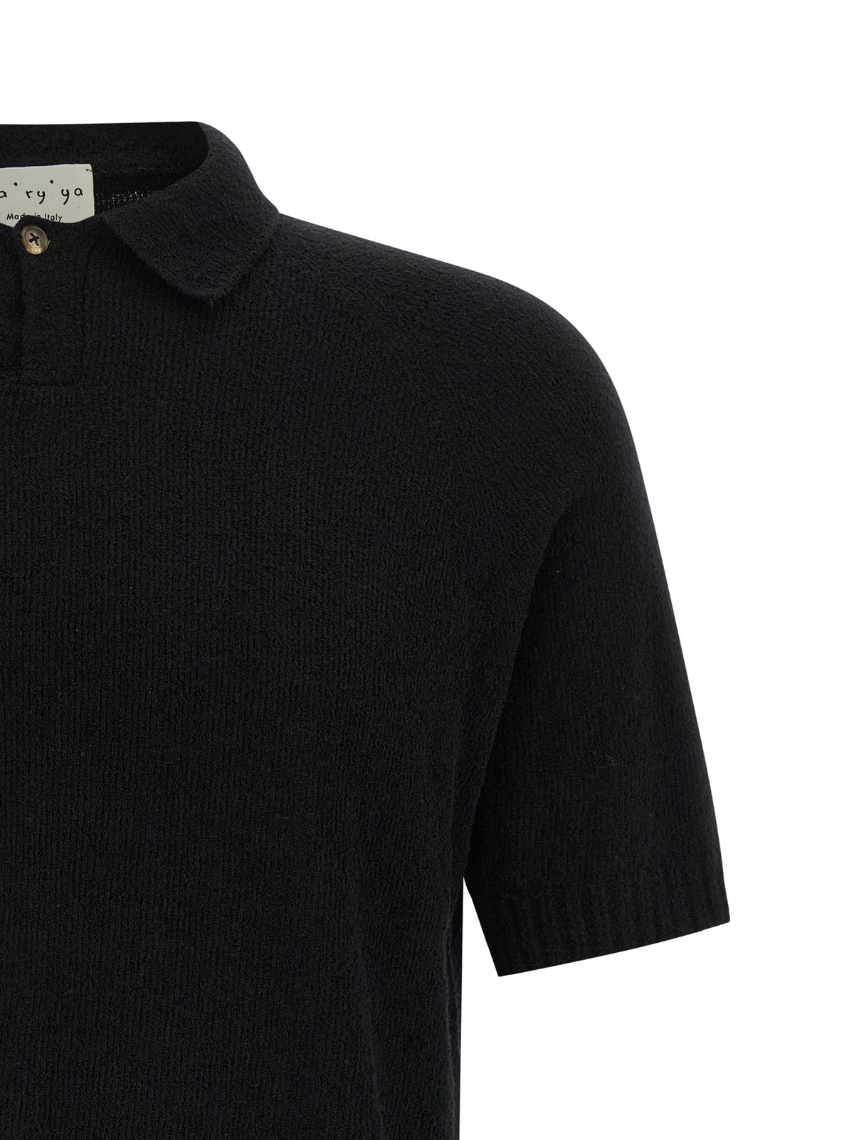 MA'RY'YA Black Cotton Polo Shirt