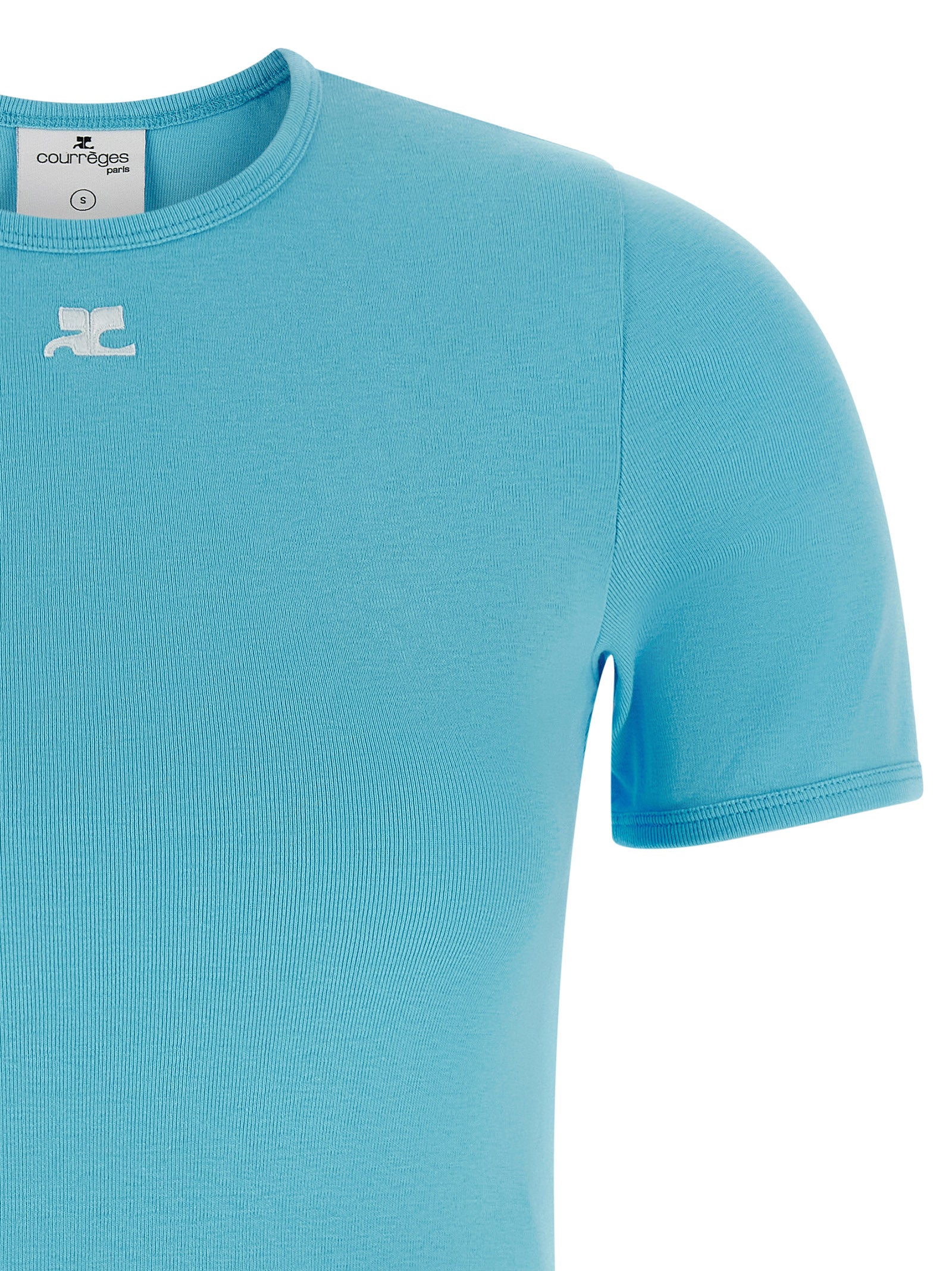 Courrèges Blue Cotton T-Shirt
