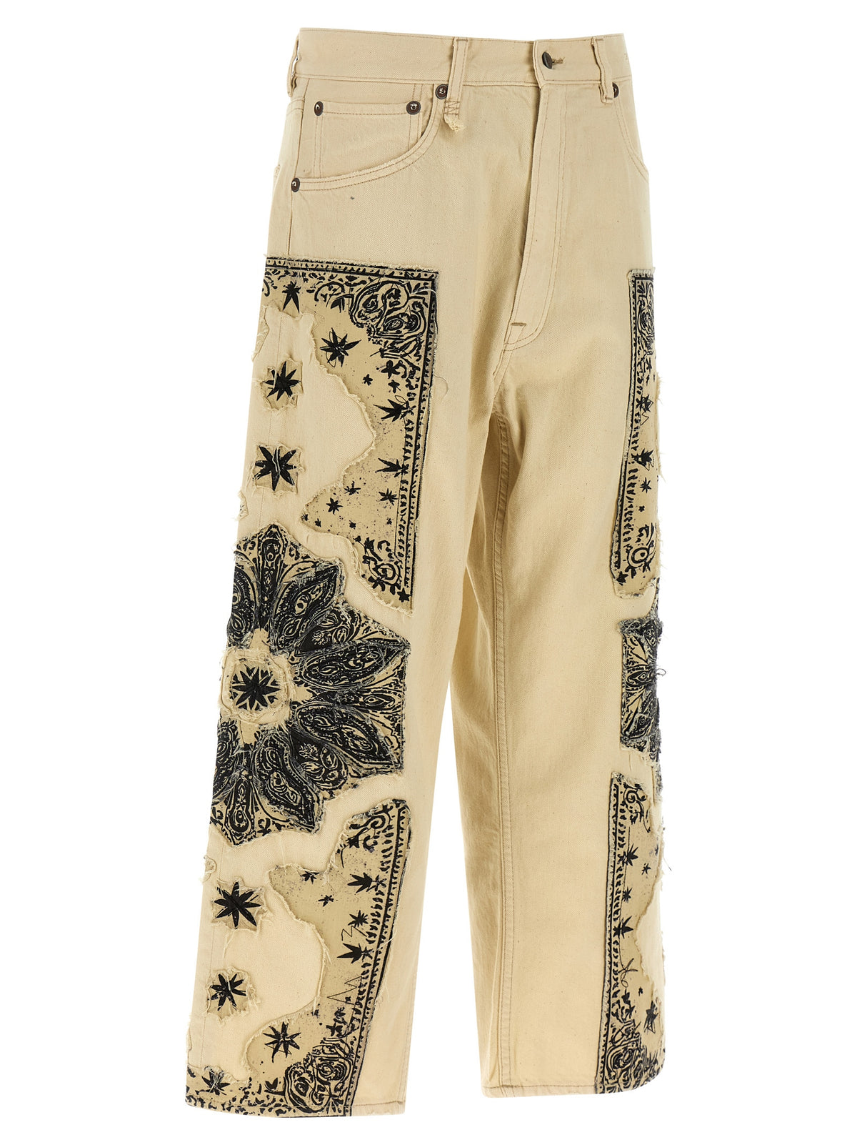 R13 Beige Cotton Straight-Leg Jeans