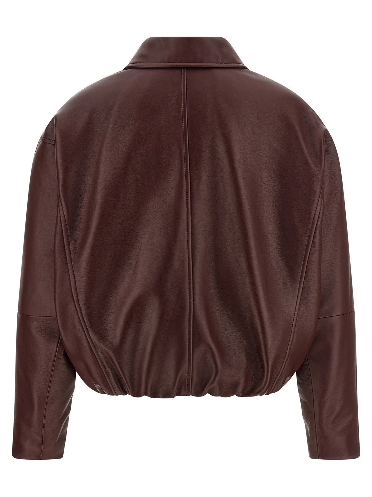 Brunello Cucinelli Bordeaux Calfskin Leather Jacket