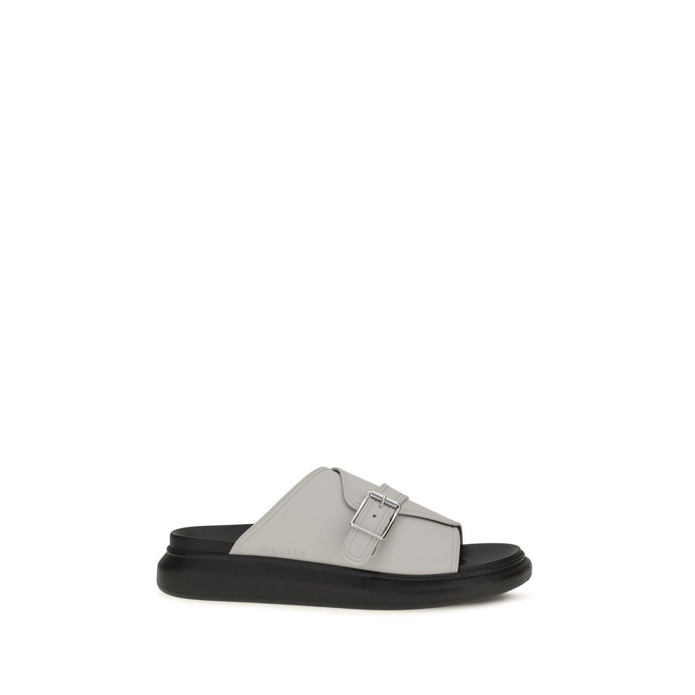 Alexander McQueen Gray Calf Leather Bos Taurus Platform Sandals