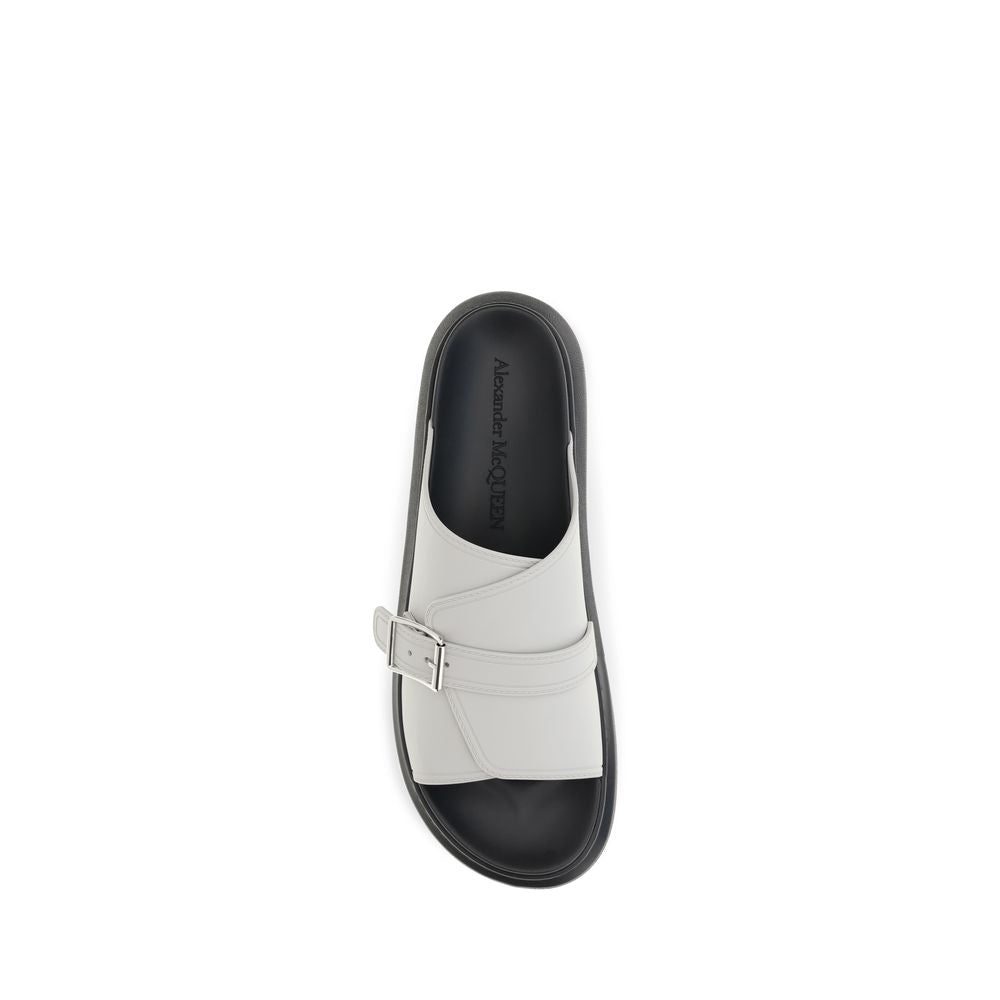 Alexander McQueen Gray Calf Leather Bos Taurus Platform Sandals