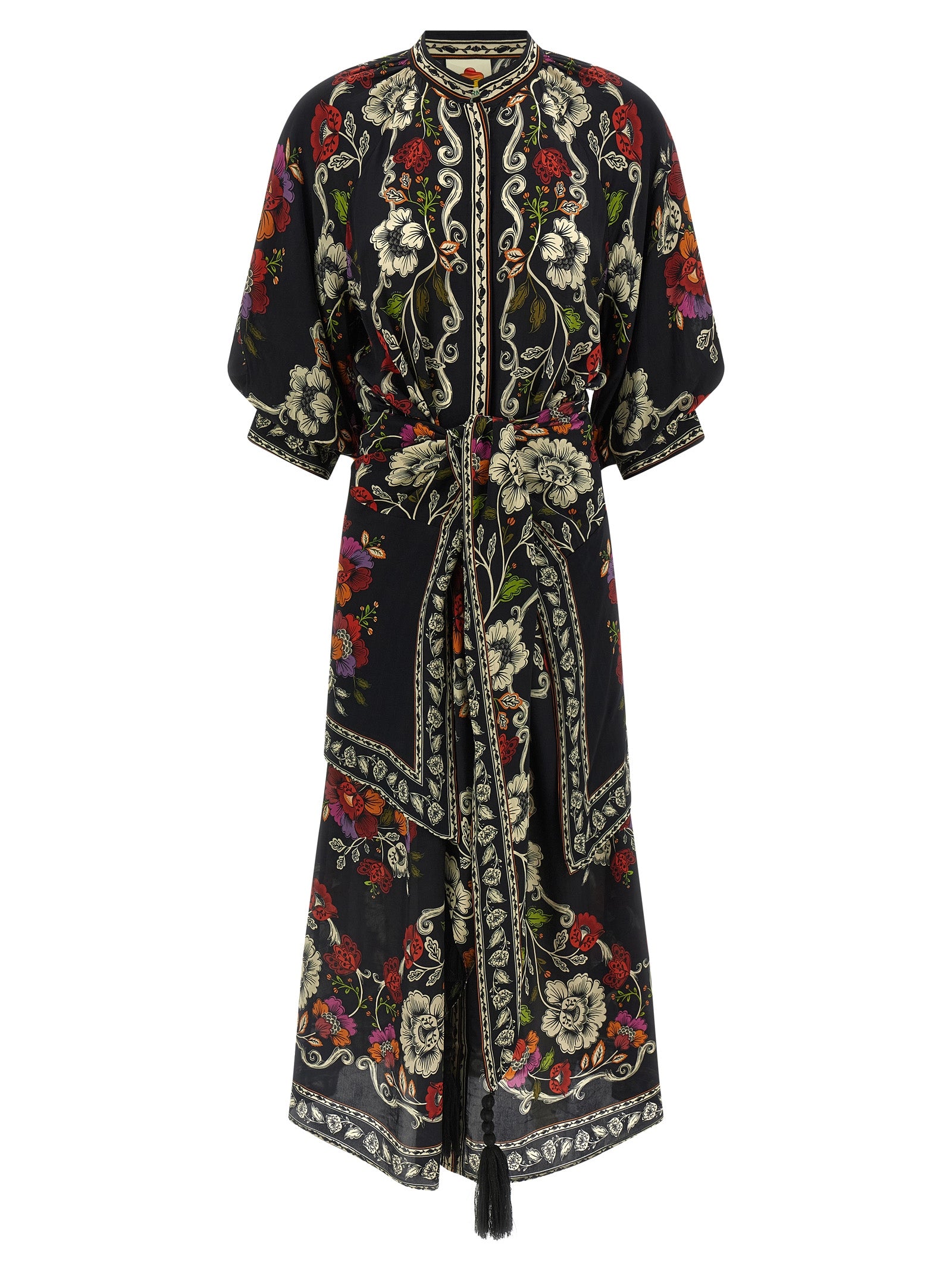 FARM RIO Black Viscose Midi Dress