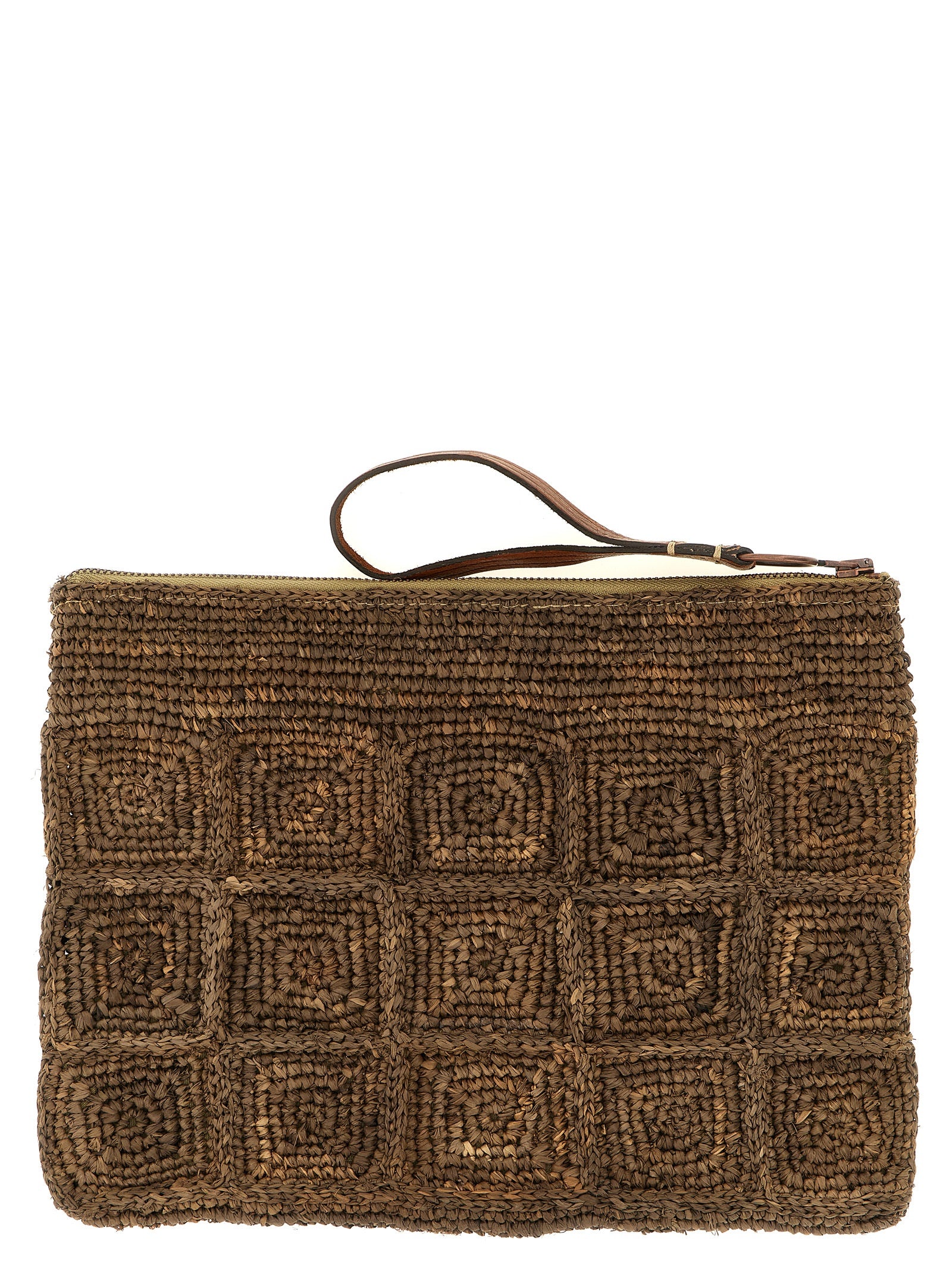 Ibeliv Brown Raffia Clutch Bag