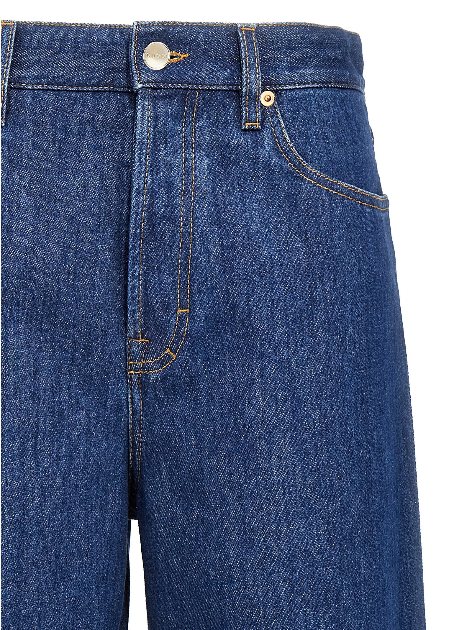 Gucci Blue Cotton Relaxed Fit Jeans