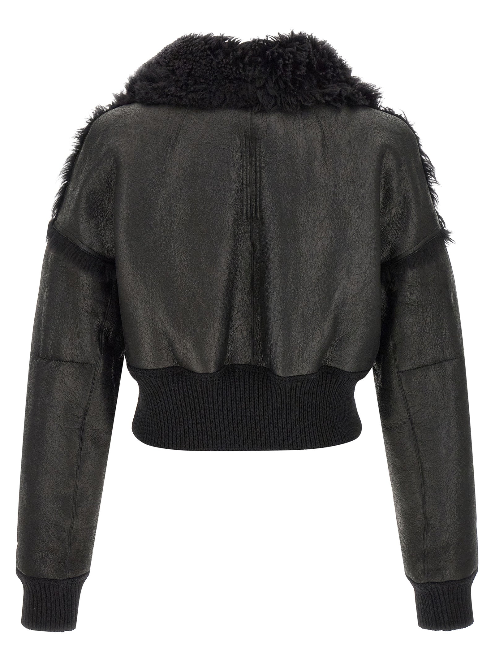 Rick Owens Black Lamb Fur Leather Jacket