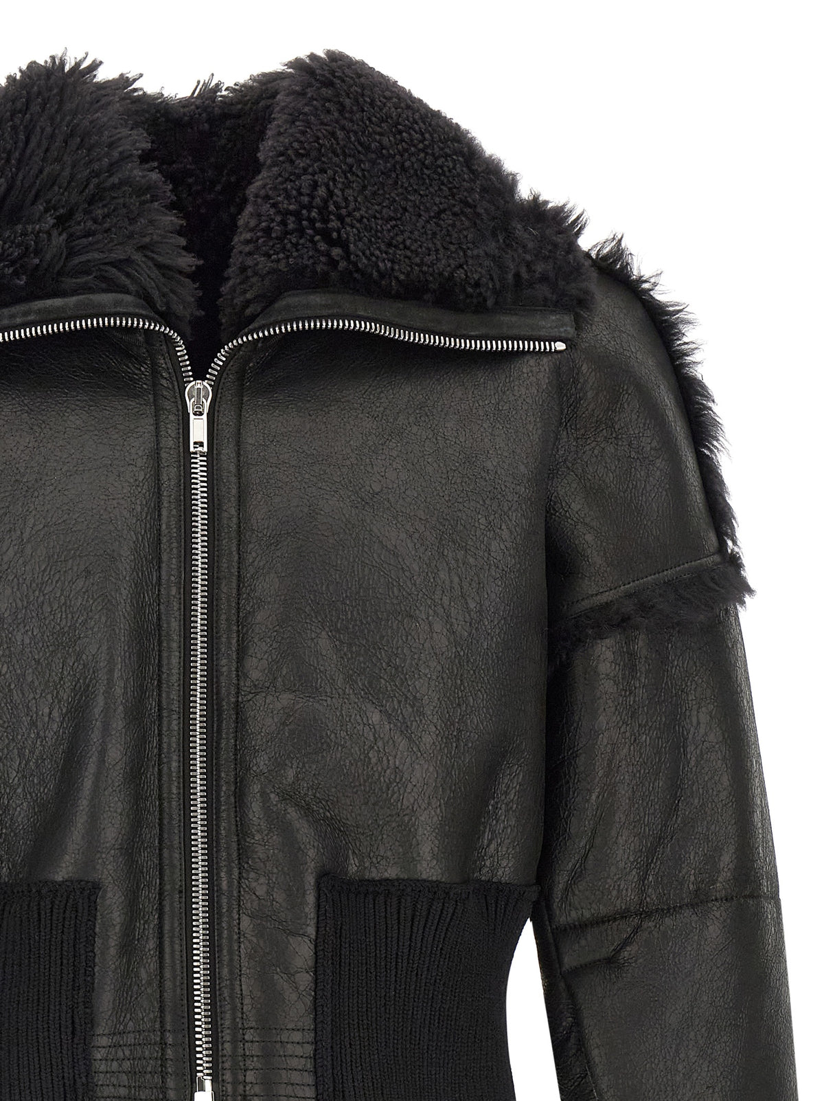 Rick Owens Black Lamb Fur Leather Jacket