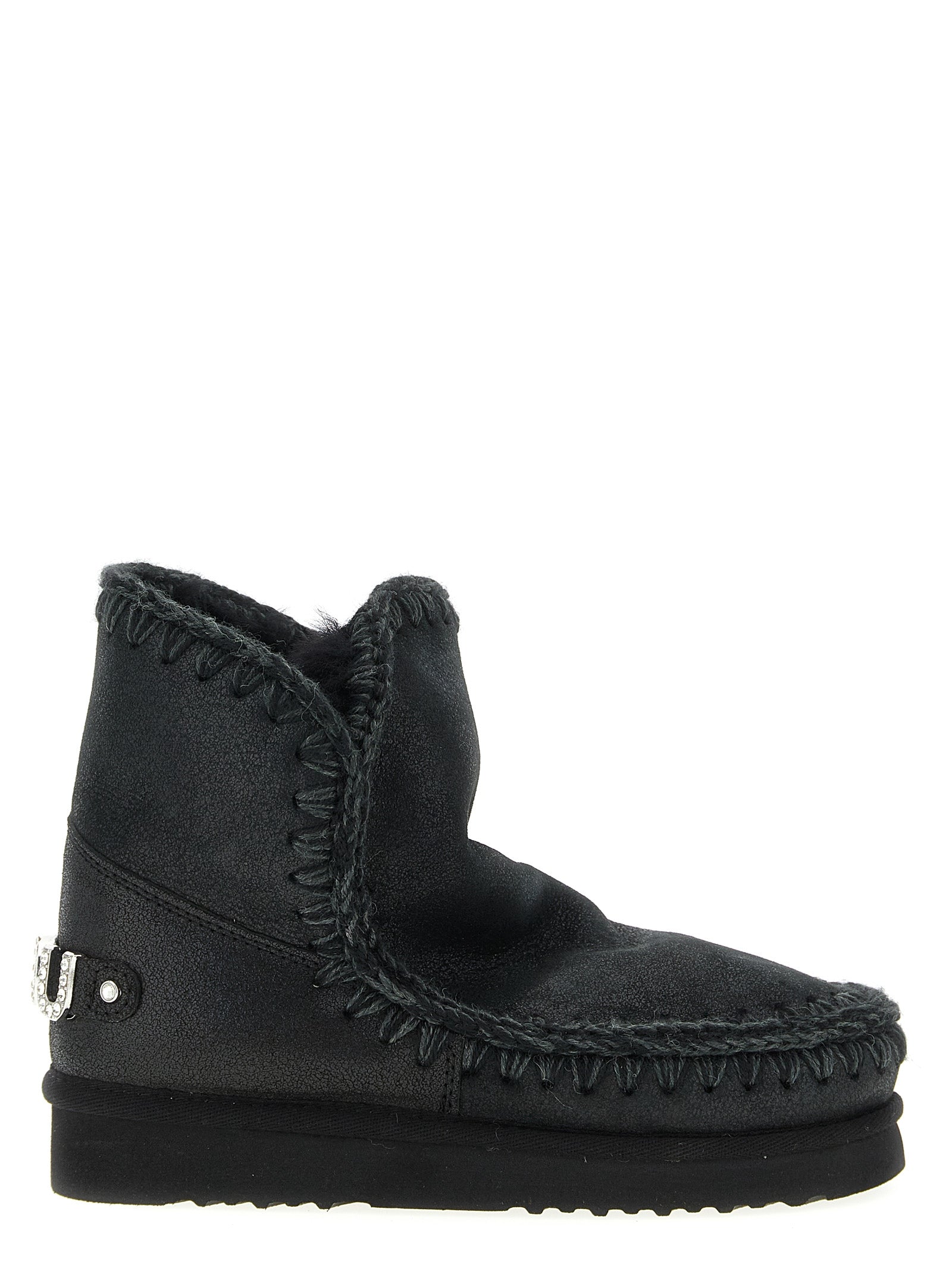 Mou Black Lamb Leather Ankle Boots