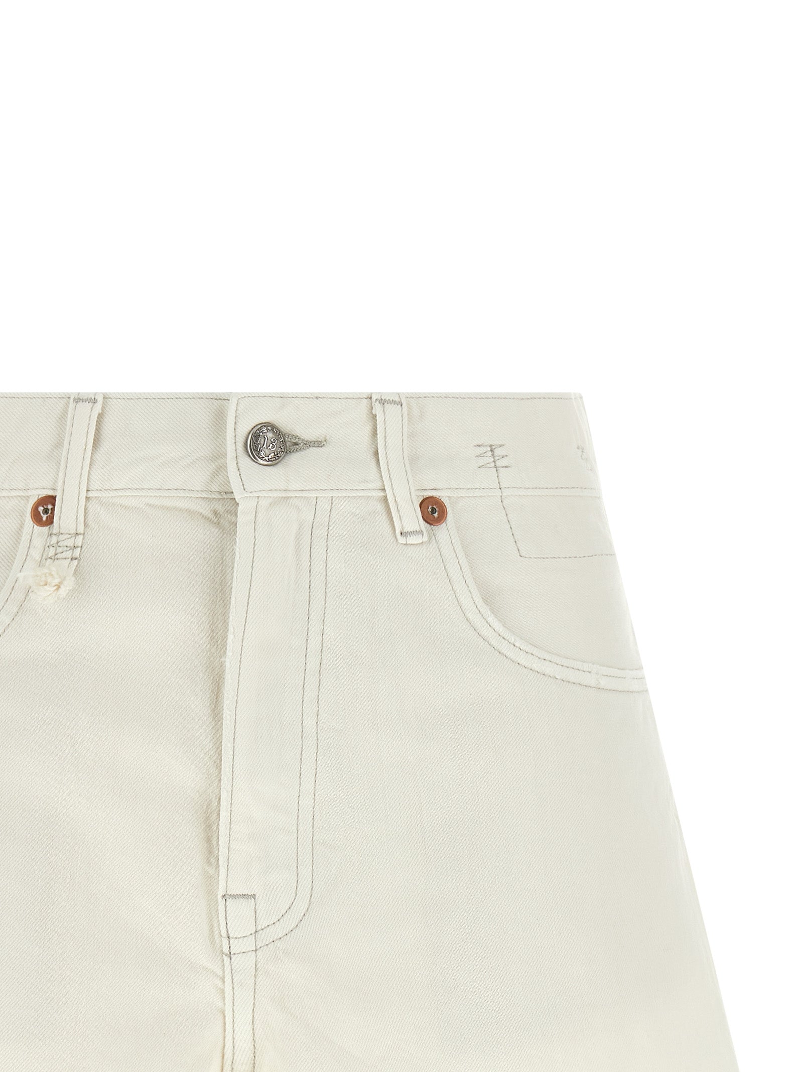R13 White Cotton Bermuda Shorts