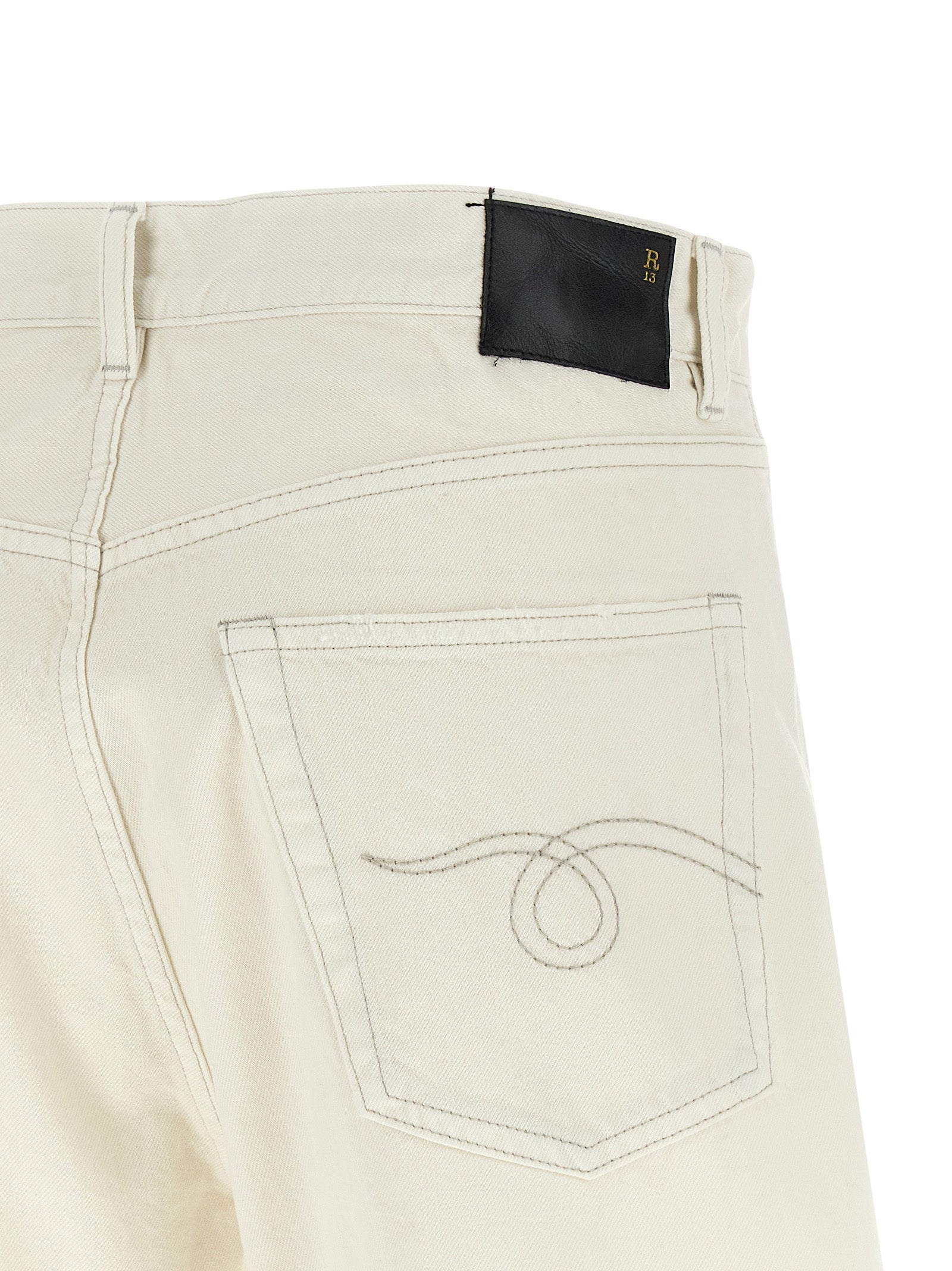 R13 White Cotton Bermuda Shorts