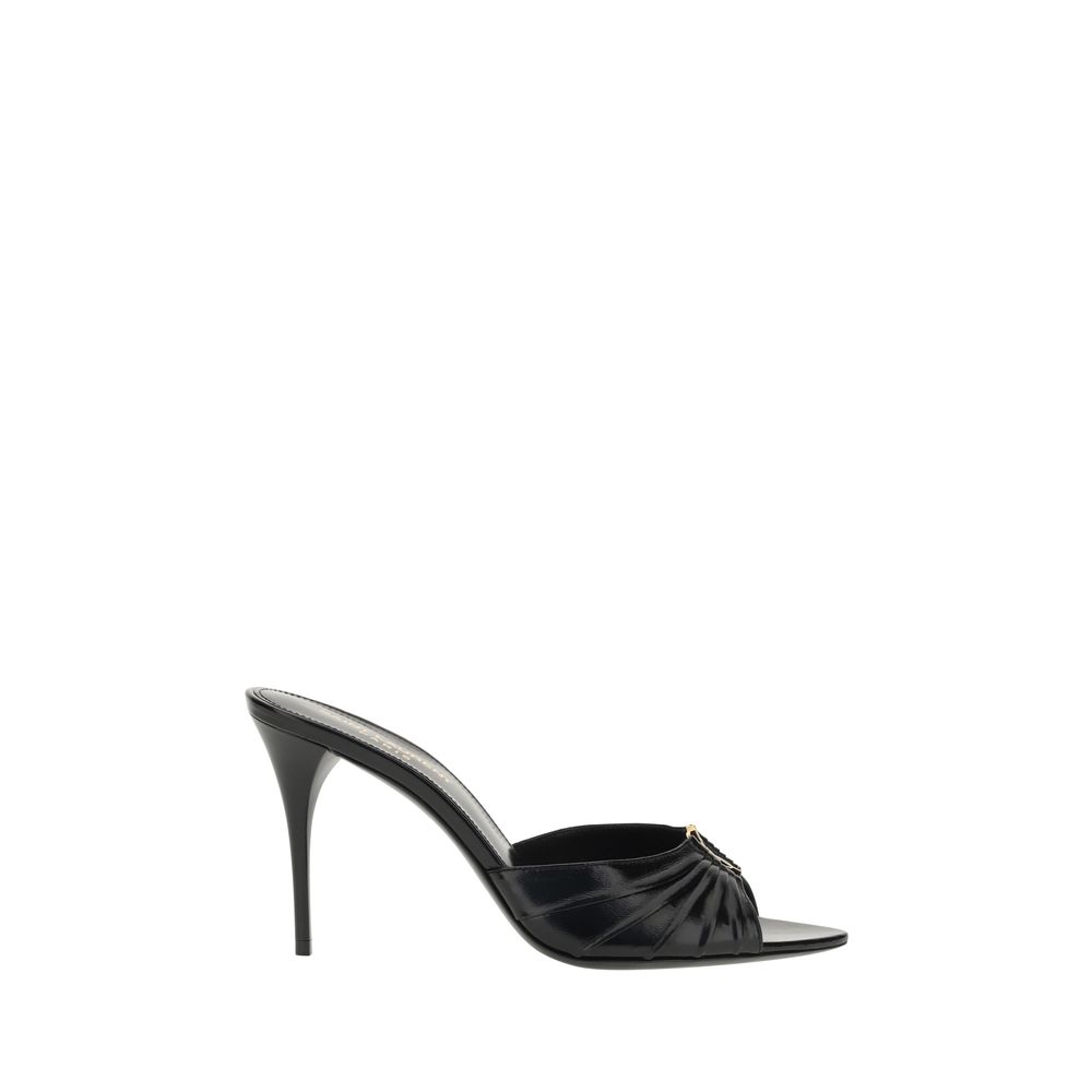 Saint Laurent Black Lamb Ovis Aries Stiletto Heel Sandals