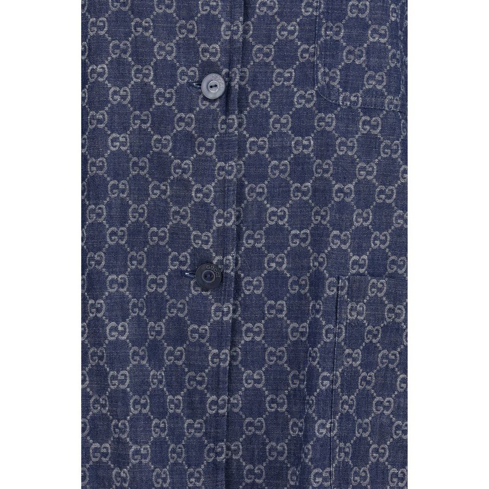 Gucci Blue Cotton Full-Length Jacket
