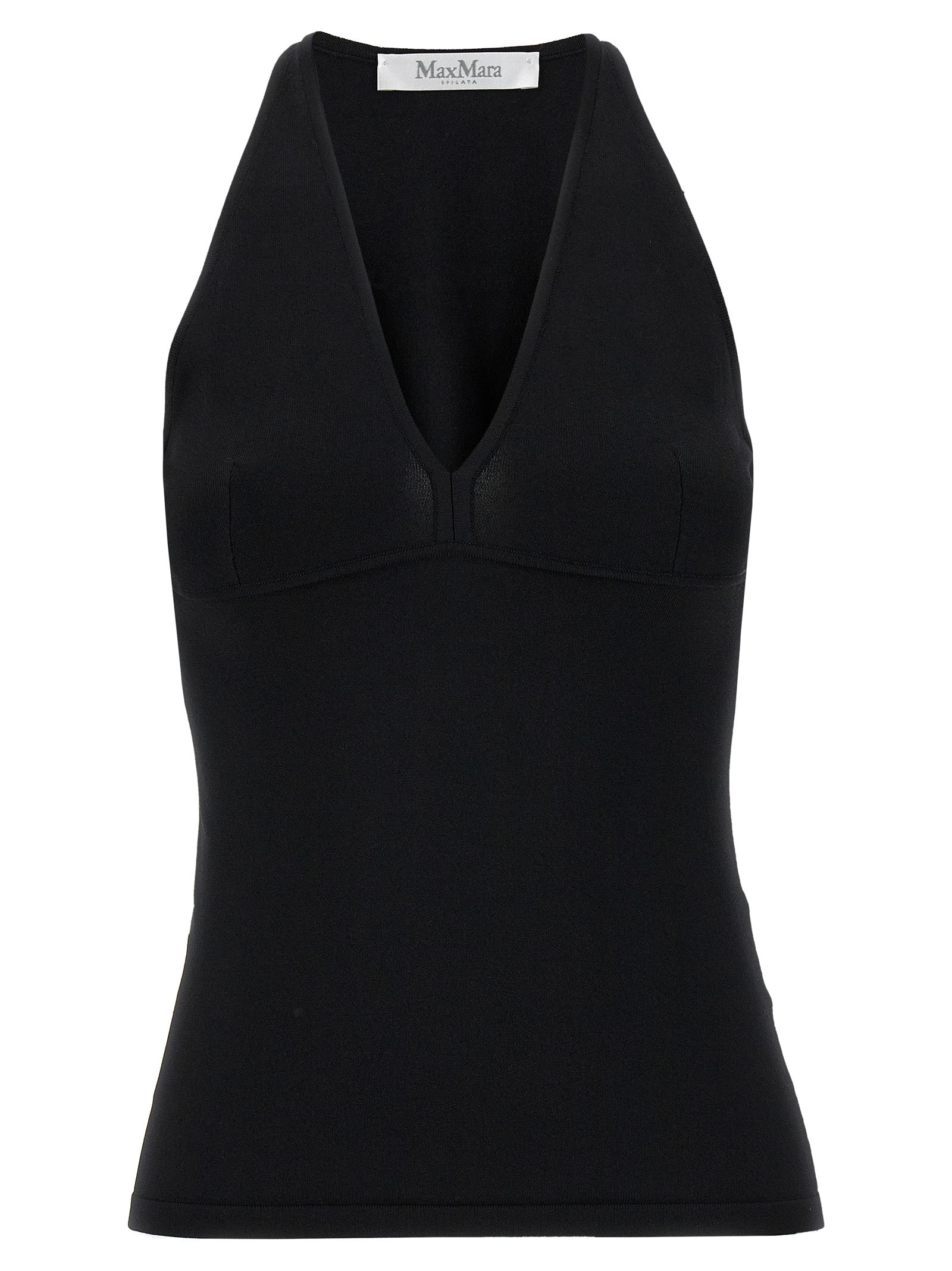 Max Mara Black Viscose Sleeveles T-Shirt
