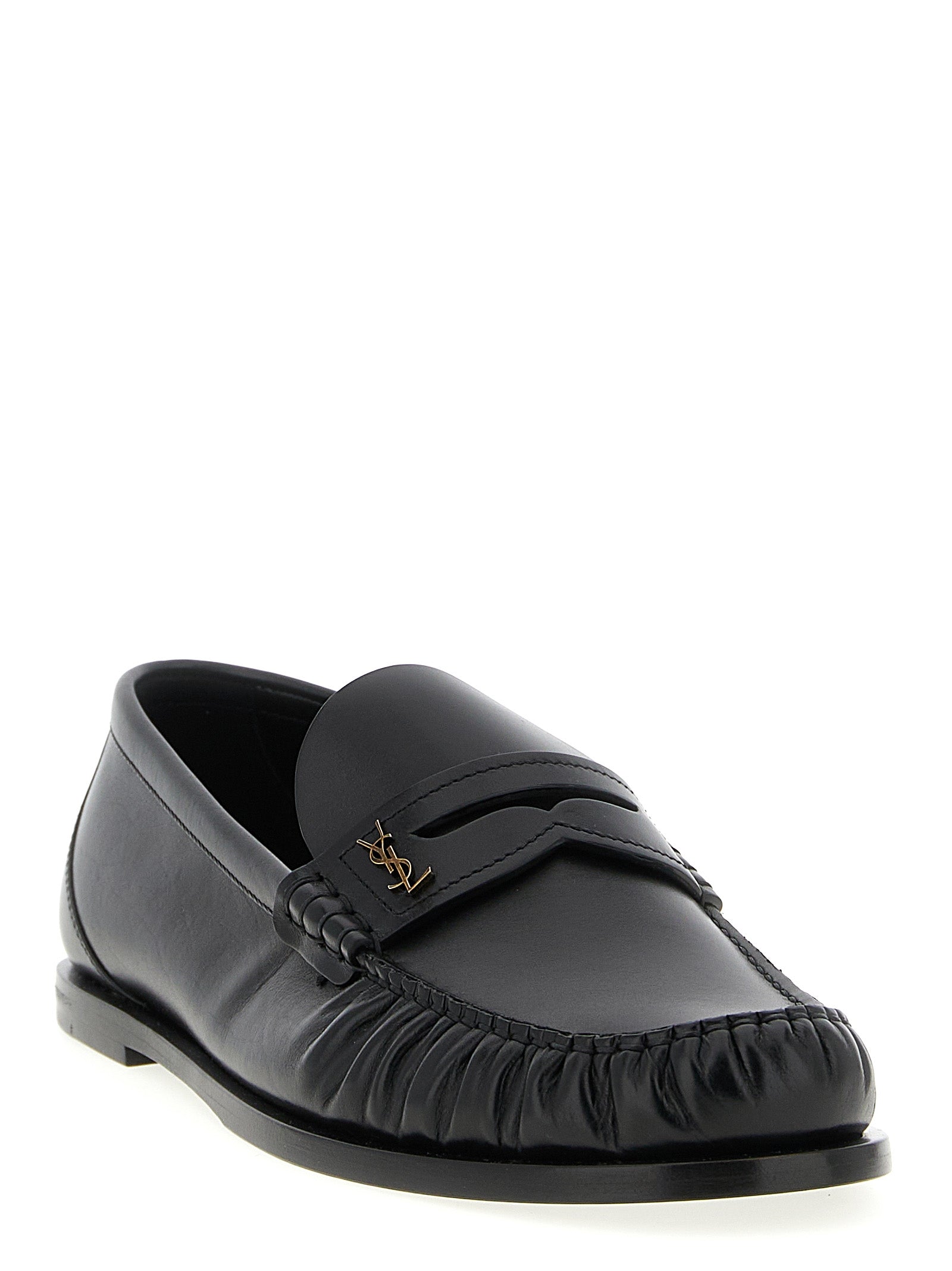 Saint Laurent Black Calfskin Slip-On Loafers