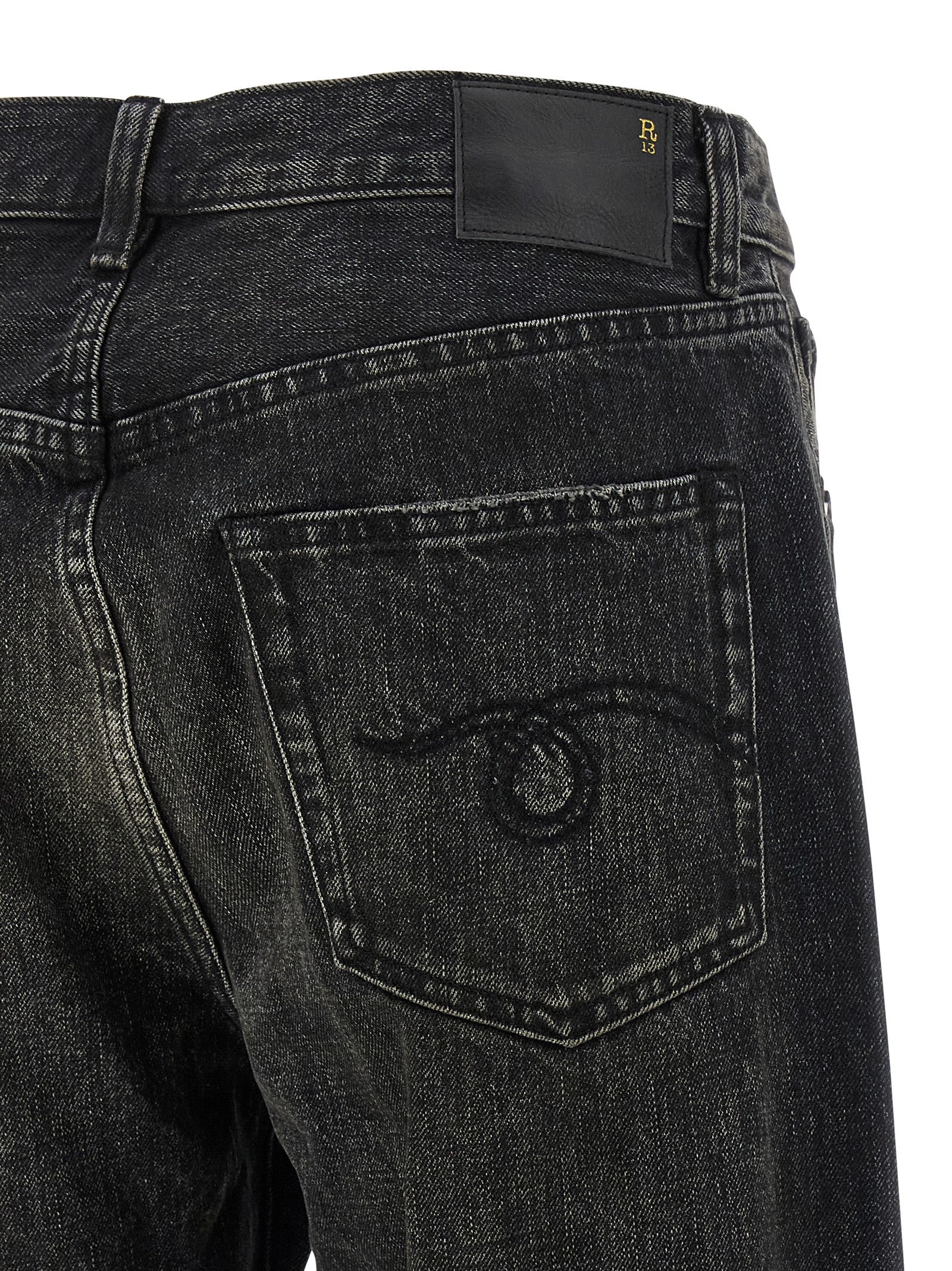 R13 Black Cotton Straight-Leg Jeans
