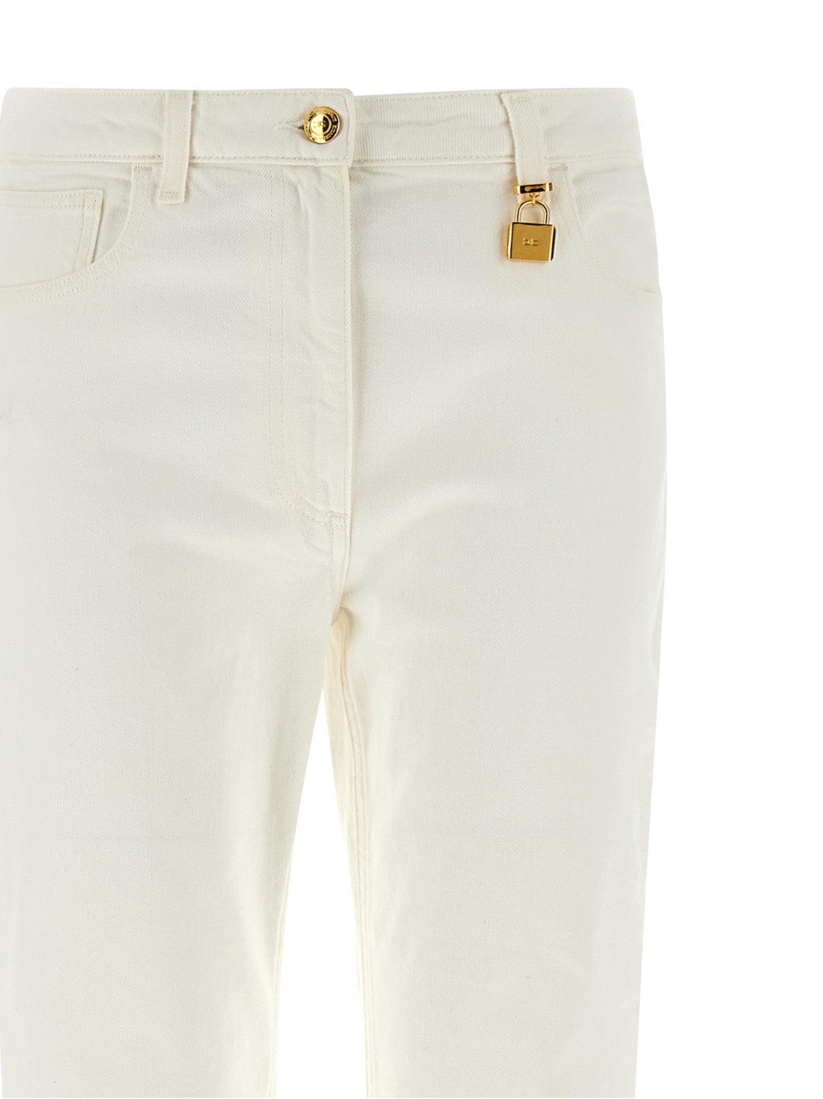 Elisabetta Franchi White Cotton Jeans Denim