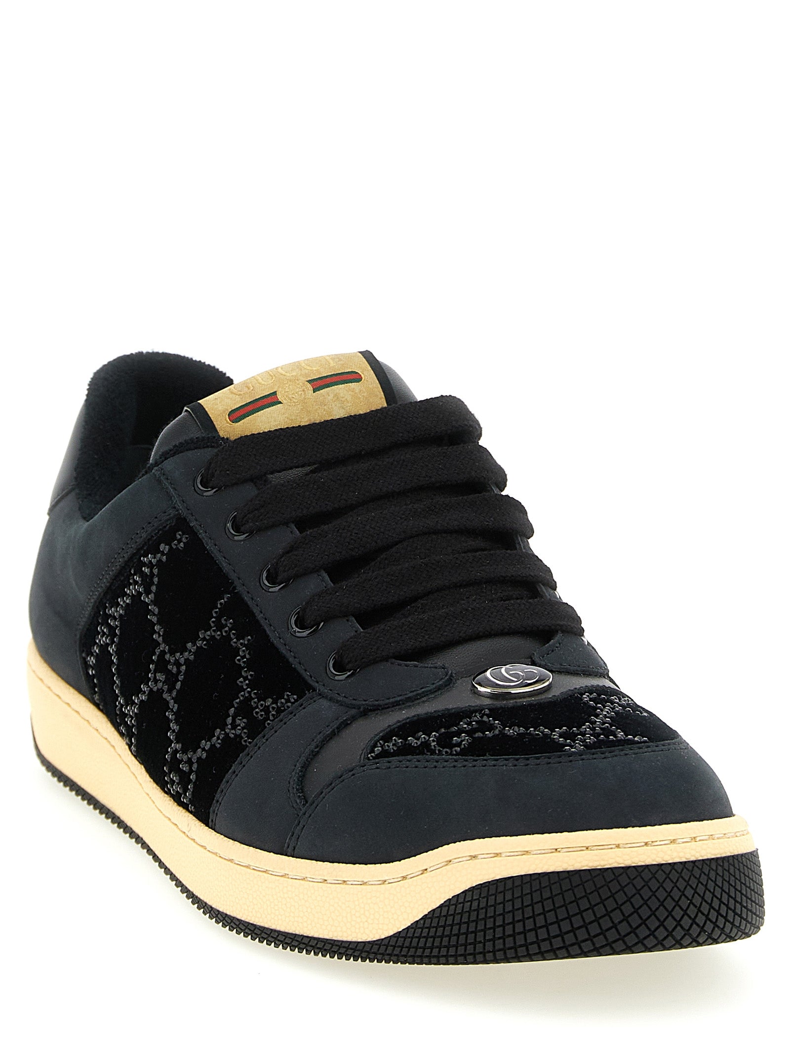 Gucci Black Cotton Low Top Sneakers