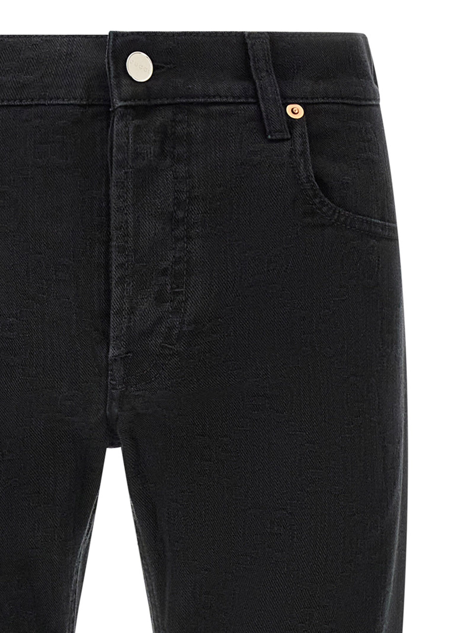 Gucci Black Cotton Straight-Leg Jeans